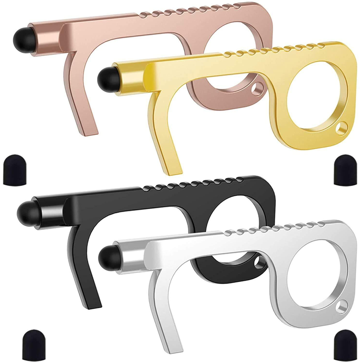 Handy Non-Touch Door Opener Heavy-Duty Reusable Stylus Keychain Tool - Safe Touch Tool - Germ Key Tool (4 Pack)