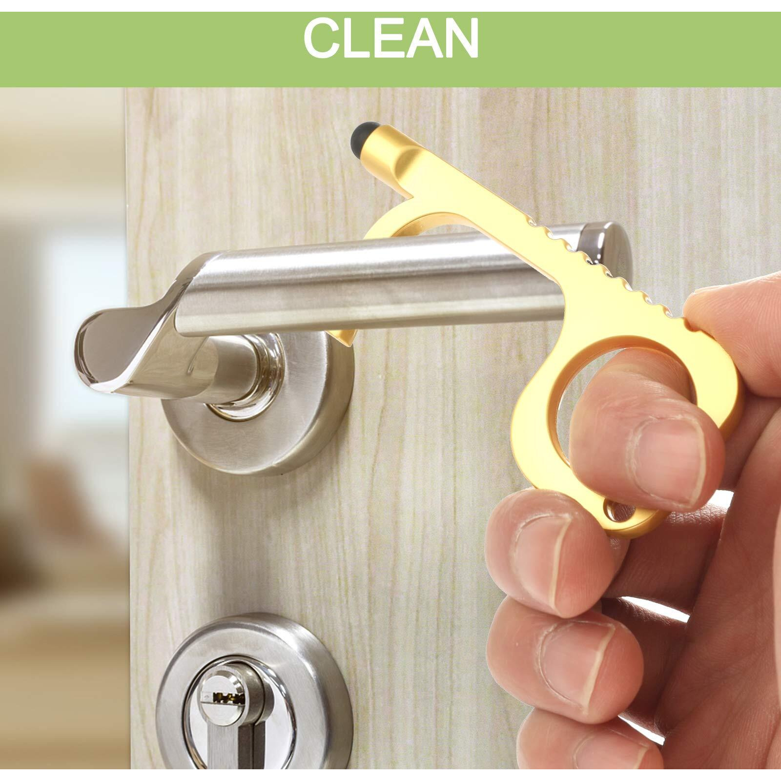 Handy Non-Touch Door Opener Heavy-Duty Reusable Stylus Keychain Tool - Safe Touch Tool - Germ Key Tool (4 Pack)