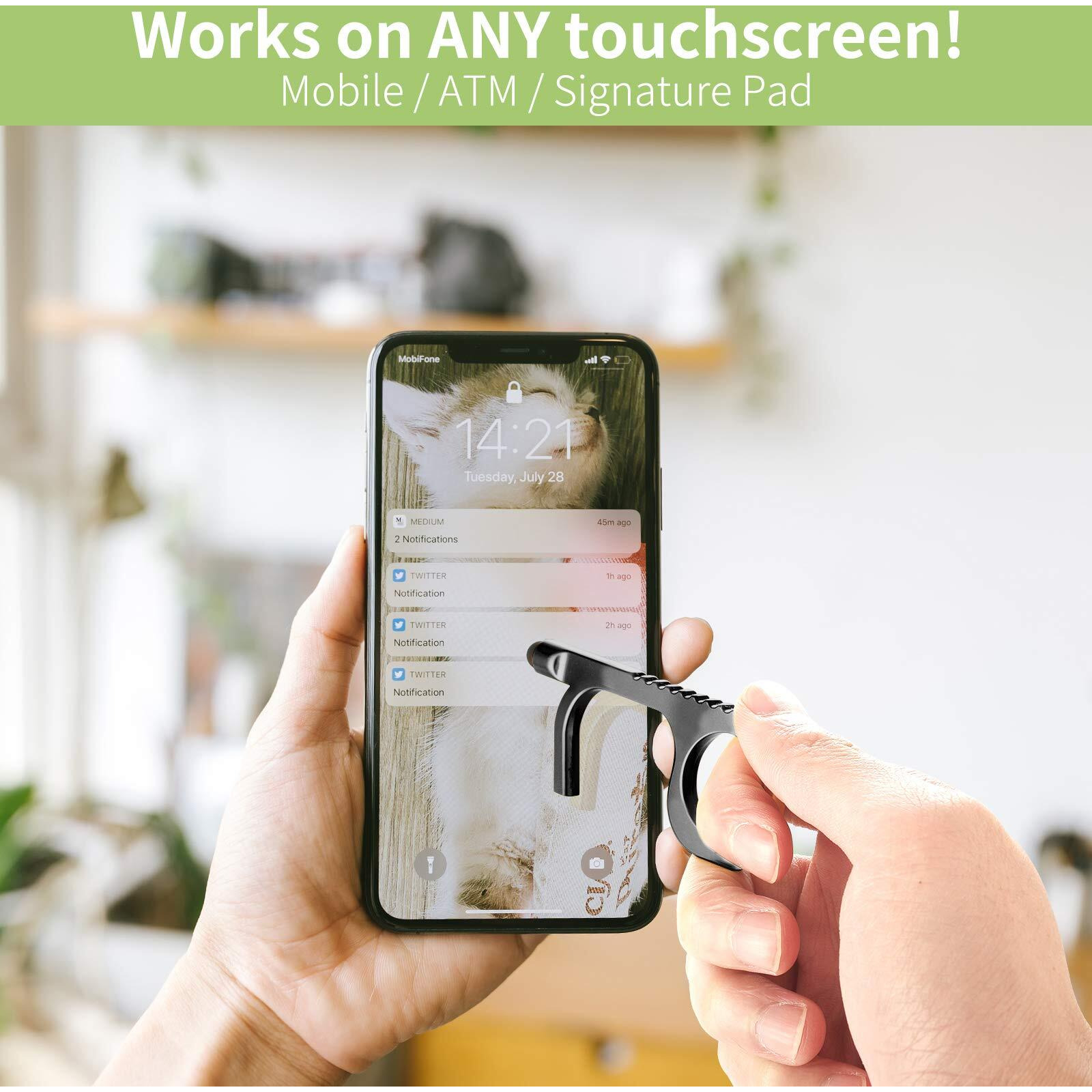 Handy Non-Touch Door Opener Heavy-Duty Reusable Stylus Keychain Tool - Safe Touch Tool - Germ Key Tool (4 Pack)