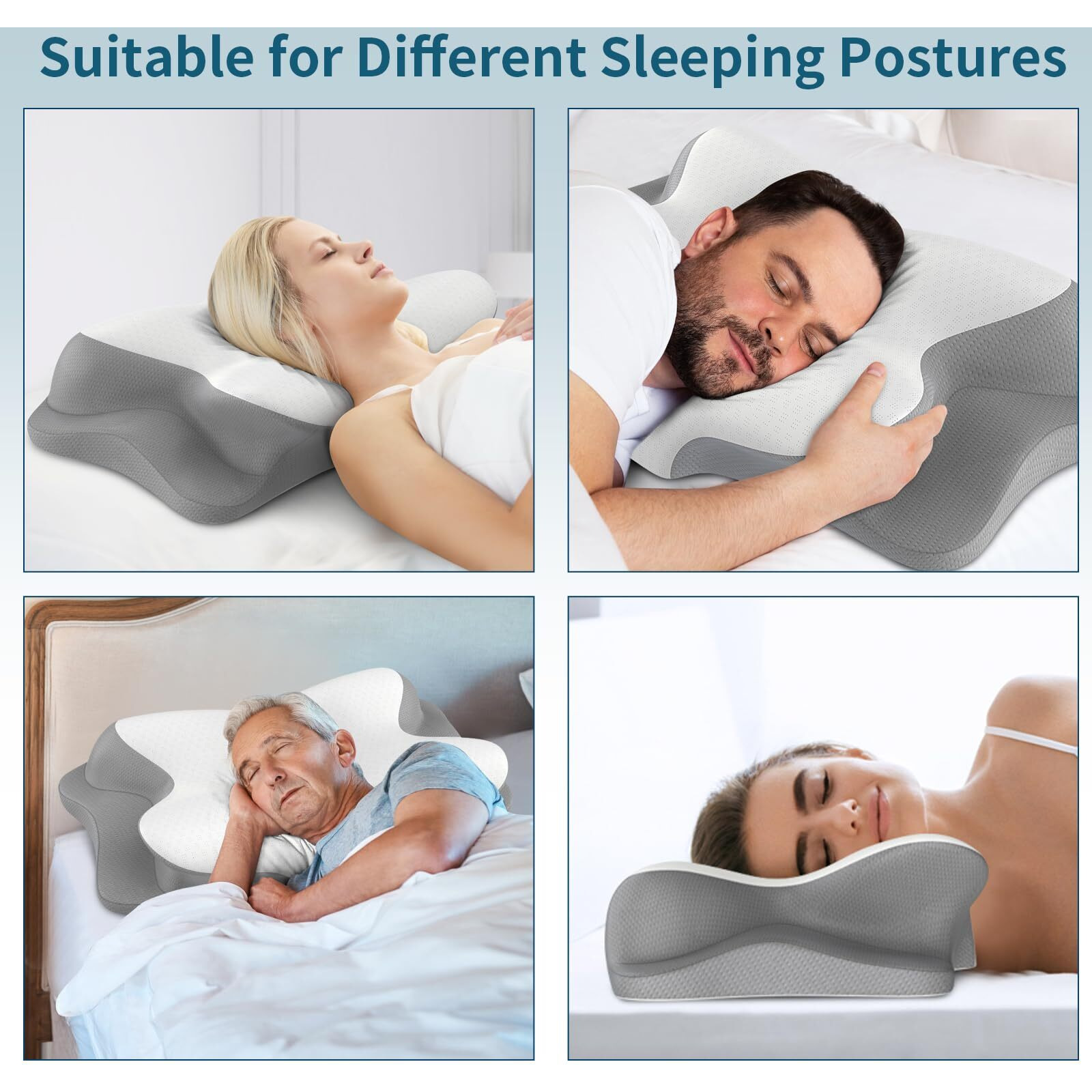 Cervical Neck Pillow - Cooling Pillow For Neck Pain Relief  Ergonomic Contour Side Sleeper Pillow For Sleeping  Orthopedic Memory Foam Pillows For Back & Stomach Sleepers With Pillowcase