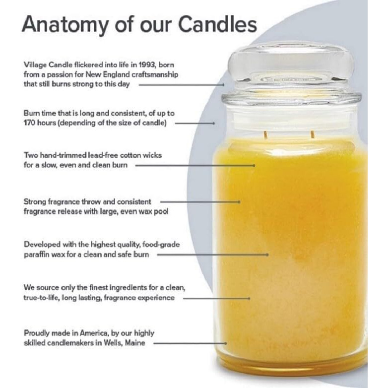 Village Candle Spiced Vanilla Apple  Large Glass Apothecary Jar Scented Candle  21.25 Oz  Ivory