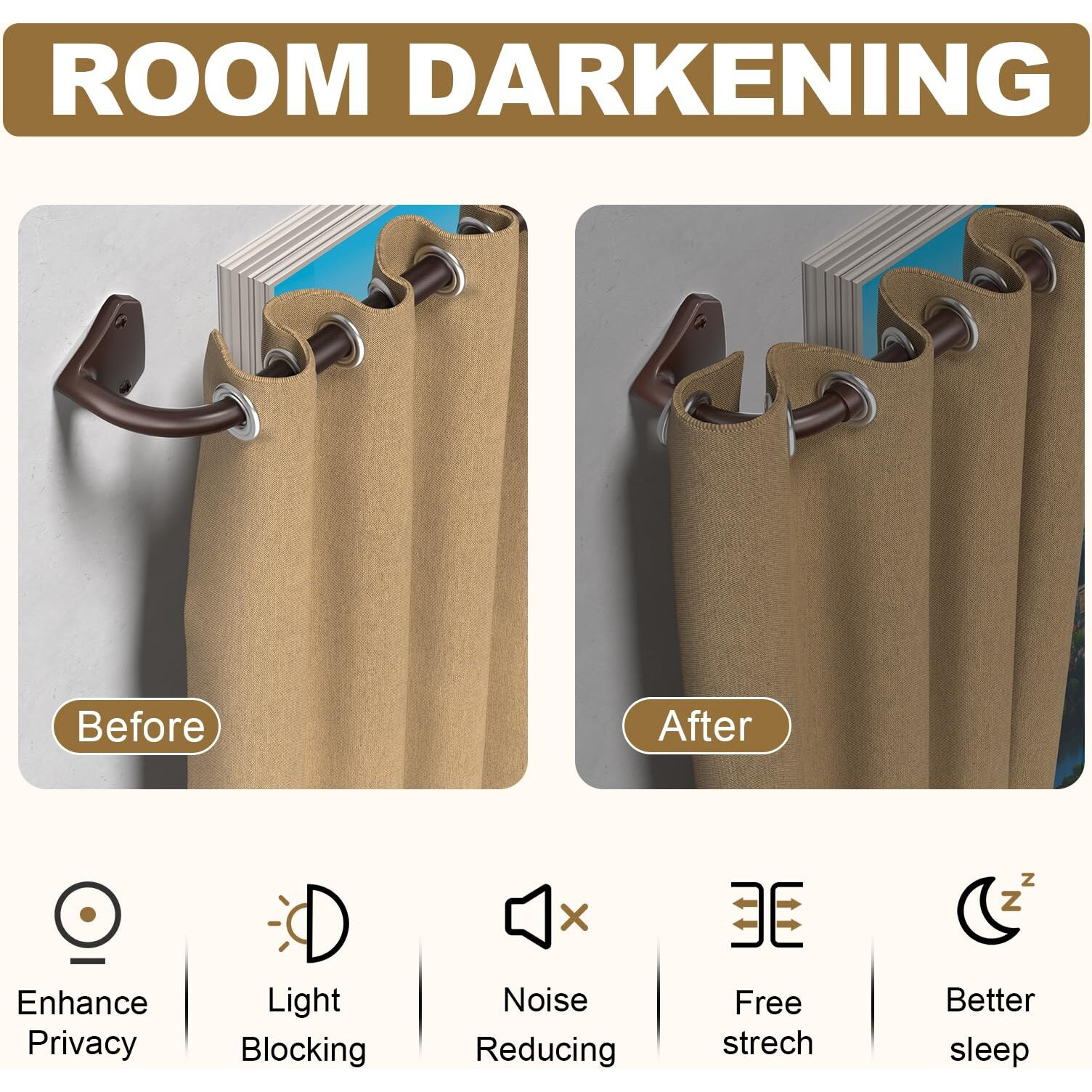 Gxoackj Bronze Wrap Around Curtain Rods For Windows 28 To 48 Inch  5/8 Inch Industrial Telescoping Curtain Rod  Blackout Curtain Rods For Bedroom & Outdoor  Adjustable From 30 To 48 Inches  Brown