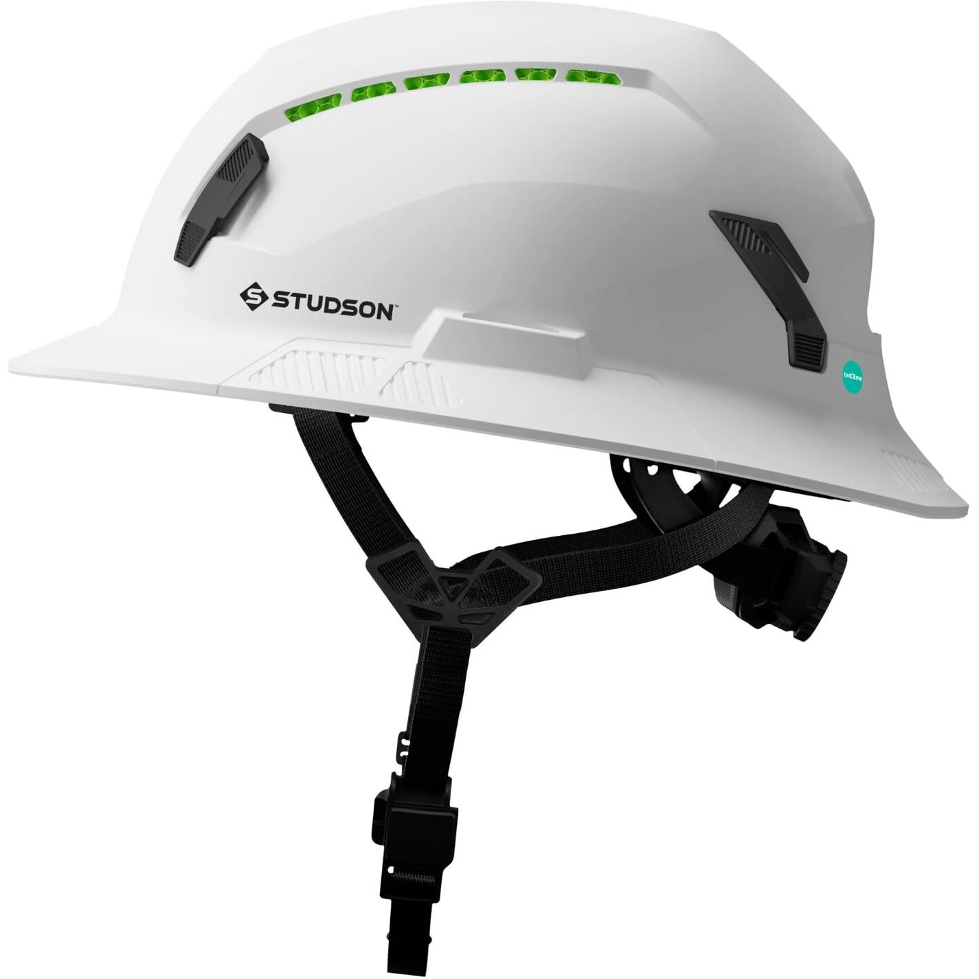 Studson Shk-1 Full Brim Safety Helmet Ansi/Isea Z89.1 Type Ii Compliant (R 2019)  Lightweight & Breathable  Nfc Emergency Contact Chip  One Size  Class C & E Protection (Vented  White)