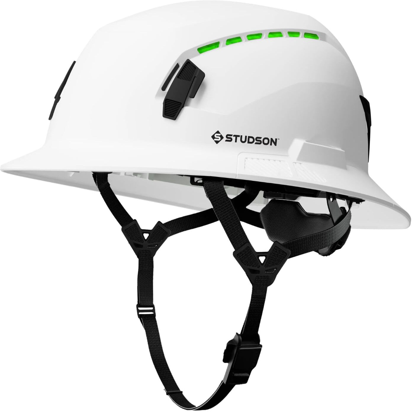 Studson Shk-1 Full Brim Safety Helmet Ansi/Isea Z89.1 Type Ii Compliant (R 2019)  Lightweight & Breathable  Nfc Emergency Contact Chip  One Size  Class C & E Protection (Vented  White)