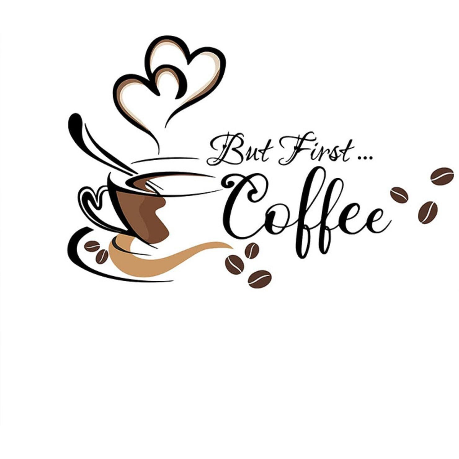 Imagitek Black Coffee Wall Decals Peel And Stick Coffee Tea Cup Latte Art Wall Stickers Coffee Signs For Coffee Bar Cafe Pub