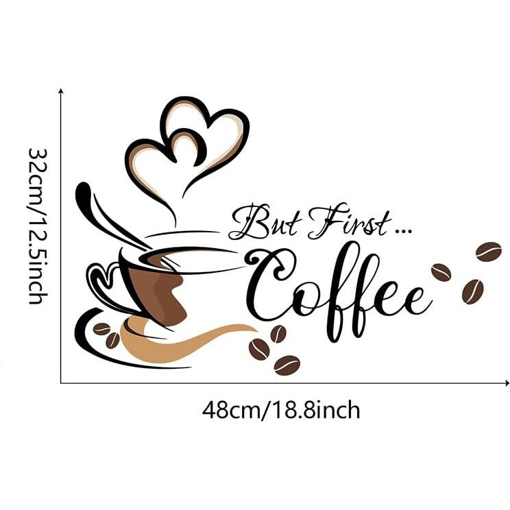 Imagitek Black Coffee Wall Decals Peel And Stick Coffee Tea Cup Latte Art Wall Stickers Coffee Signs For Coffee Bar Cafe Pub