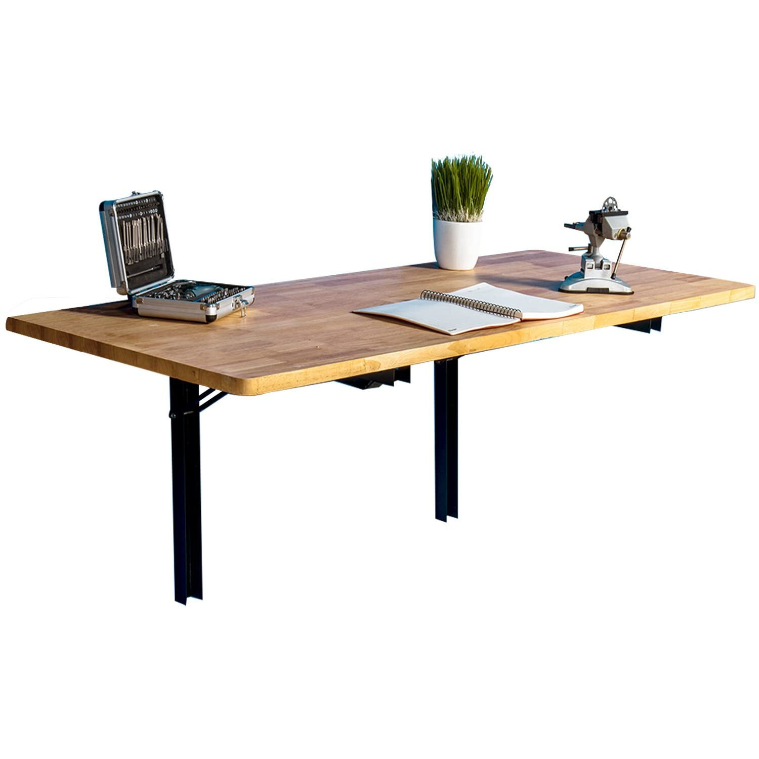 Wallmaster Wall Mounted Folding Workbench Heavy Duty Fold Down Table Utility Bench Solutions Laundry Shelf Wall Desk With Metal Shelf Bracket (32 X 18)