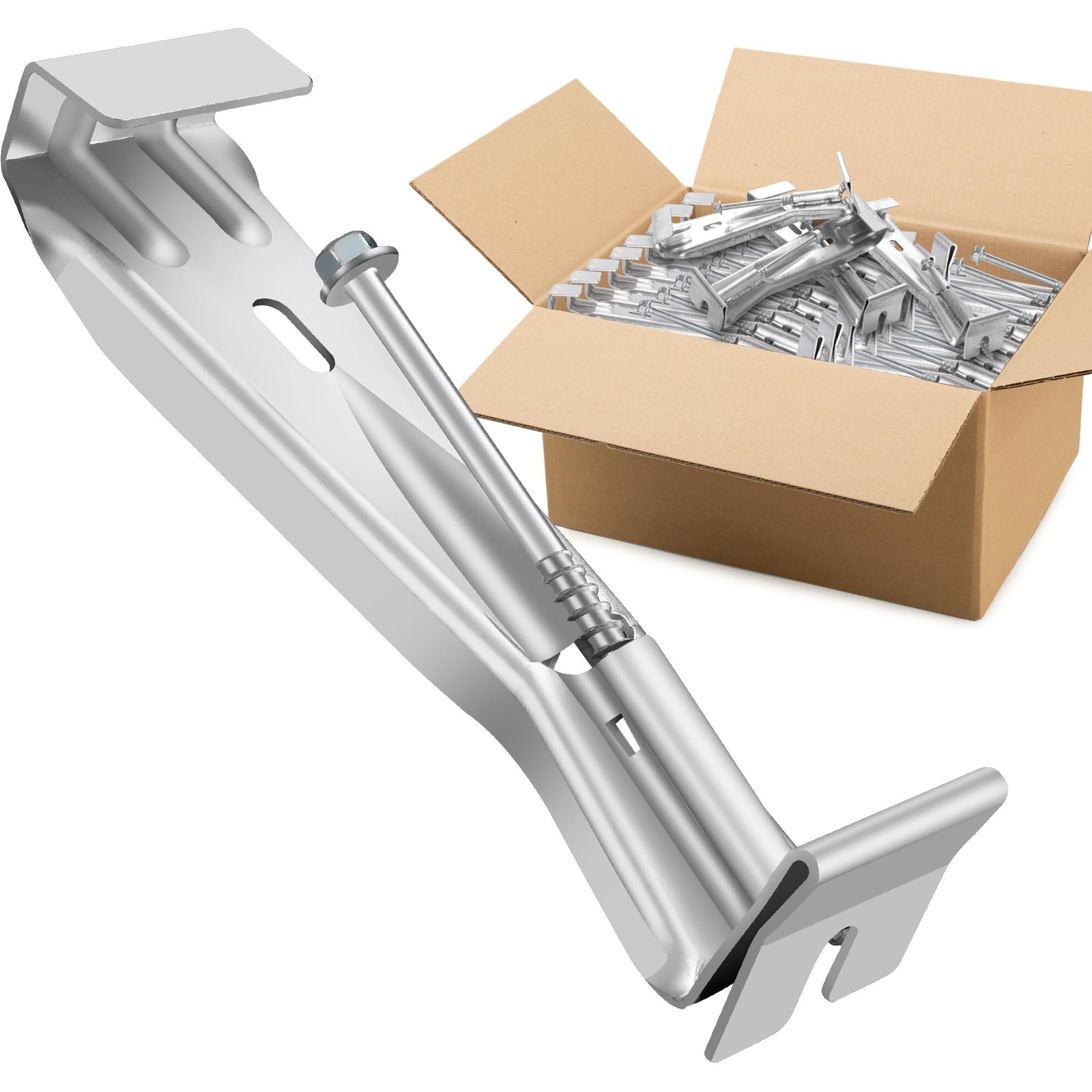 5"" 25 Pack Gutter Hangers  Heavy Duty Hidden Rain Gutter Brackets Fastener With Pre-Inserted Screw  Aluminum Gutter Brackets For Repairing Sagging Rain Gutters