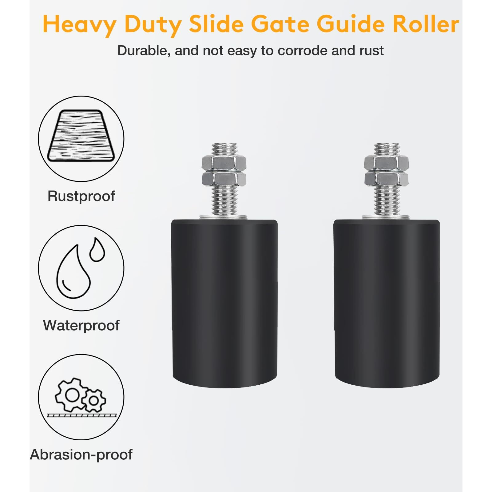Gate Roller Guide Sliding Gate Hardware With L-Sliding Gate Brackets Sliding Gate Kit 2-3/4"" Universal Adjustable Heavy Duty Sliding Gate Rollers Rolling Gate Hardware Kit