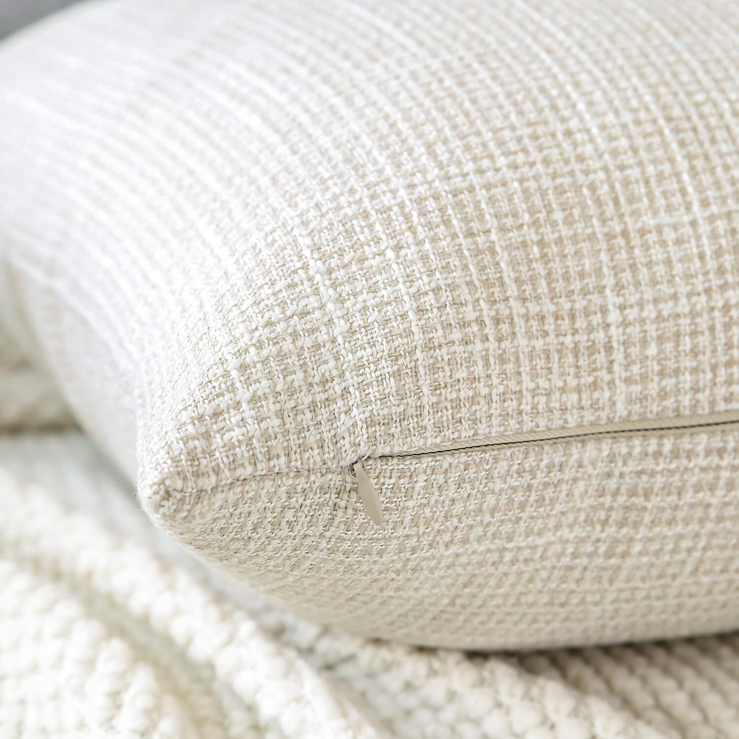 Otostar Linen Throw Pillow Covers Set Of 2 Decorative Square Pillowcases Cushion Covers 14X14 Inch For Home Decor Sofa Bedroom Car 35 X 35 Cm Beige