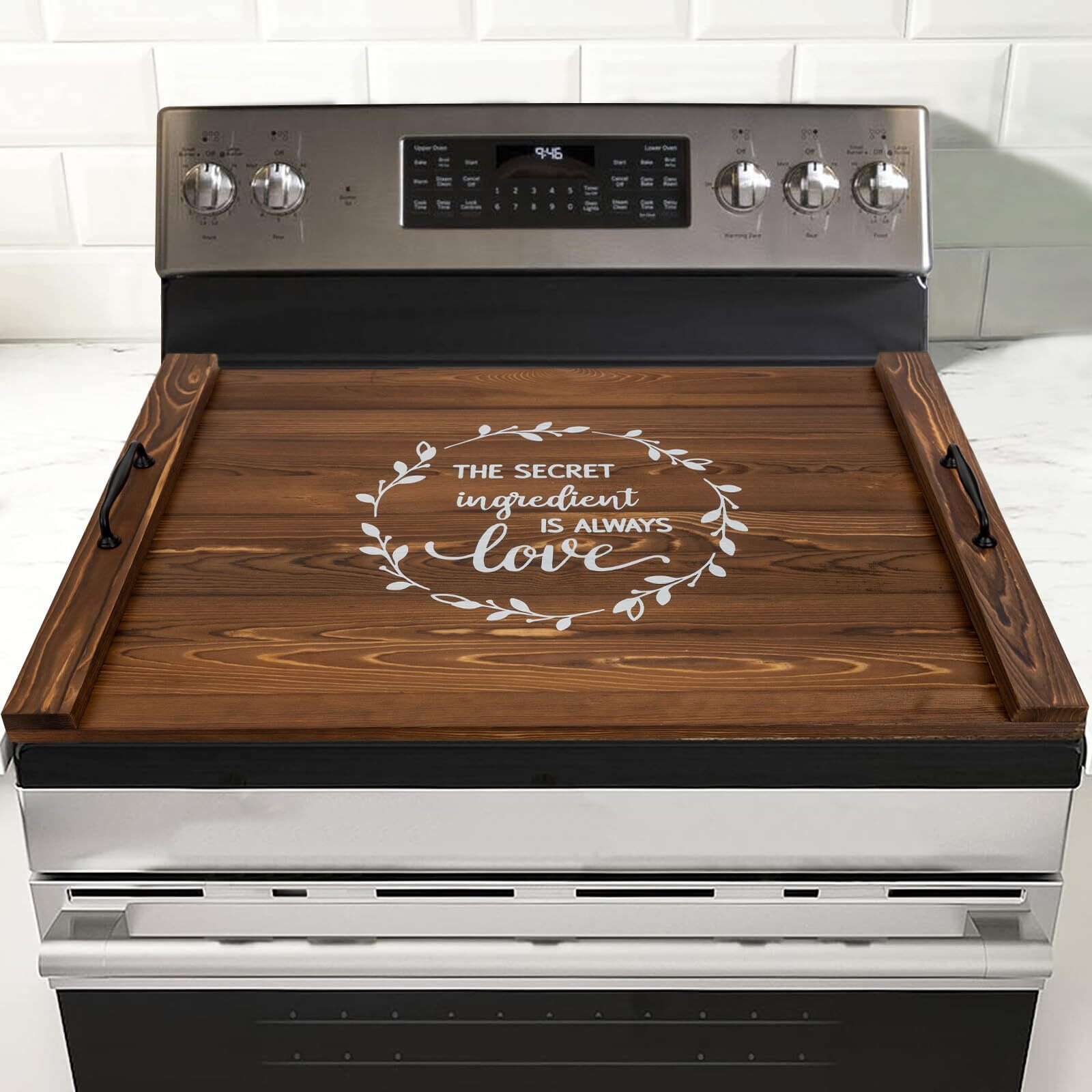Noodle Board Stove Cover With Handles  Sink Wood Stove Top Covers For Electric & Gas Stove  Rv Stove Burner Cover  Farmhouse Decorative Wooden Tray For Kitchen-The Secret Ingredient Is Always Love