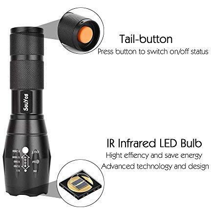 Ir Illuminator Flashlight Led 850Nm Infrared Flashlight Adjustable Focus Night Vision Torch Light For Hunting Varmint Coyote Hog Fox (Infrared Flashlight)