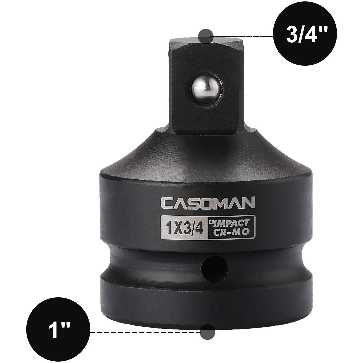 Casoman 1-Inch Drive F To 3/4-Inch (M) Impact Adapter  Cr-Mo Steel  1"&quotF To 3/4"&quotM Socket With Friction Ball  Exceeds Ansi Standards
