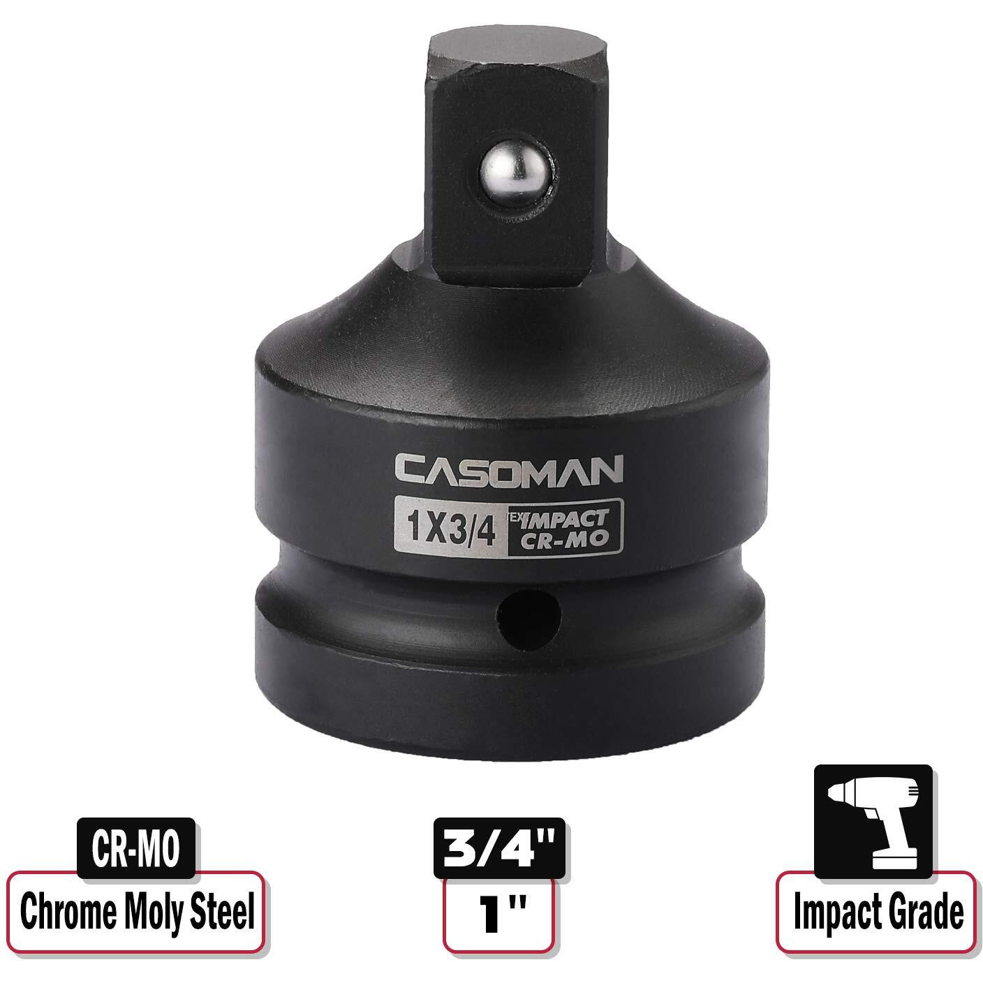 Casoman 1-Inch Drive F To 3/4-Inch (M) Impact Adapter  Cr-Mo Steel  1"&quotF To 3/4"&quotM Socket With Friction Ball  Exceeds Ansi Standards