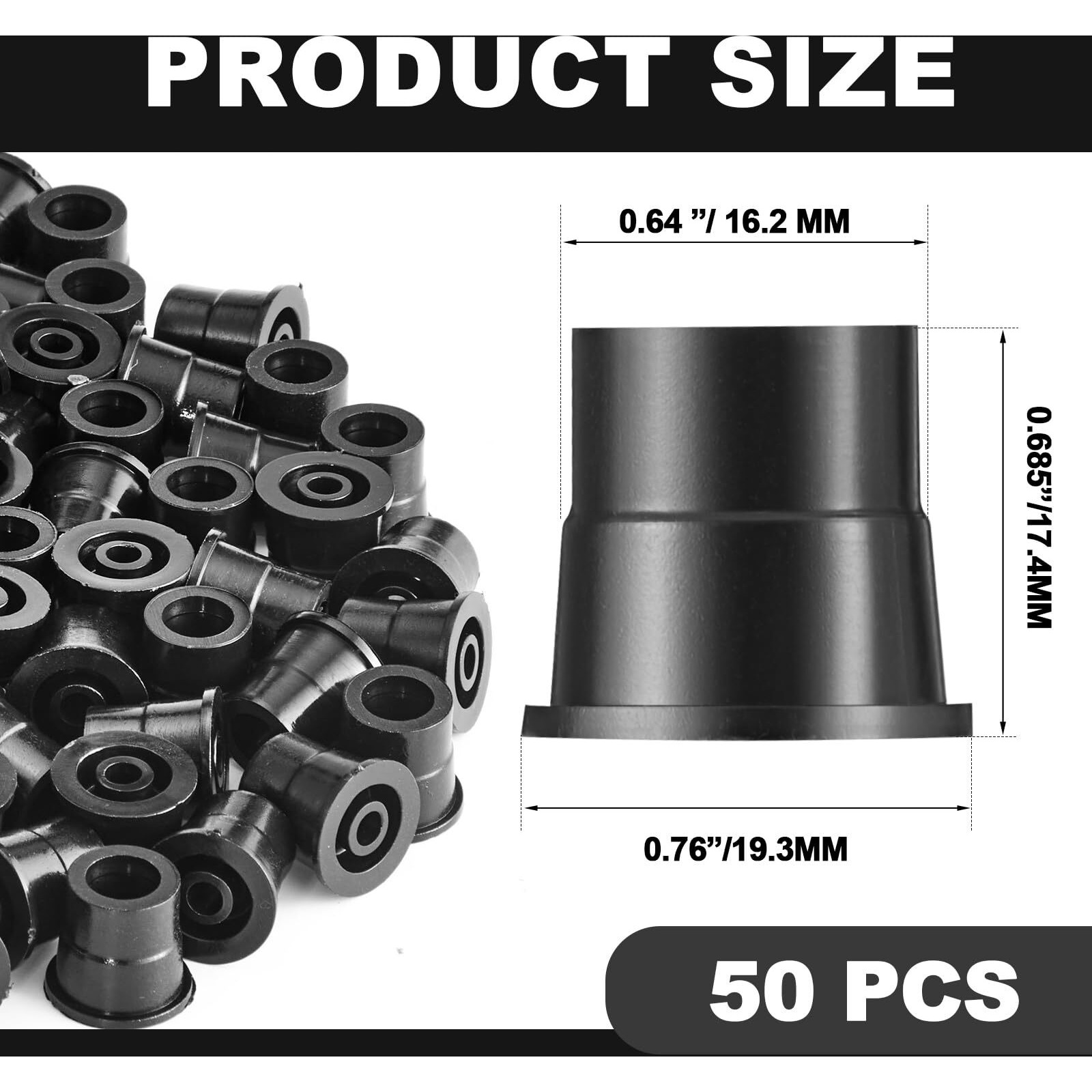 Pangda Plastic Baluster Connectors For 3/4"" Od Round Balusters Black Baluster Adapter For Deck Handrails Balusters Stair Home House Indoor Outdoor(100 Pcs)