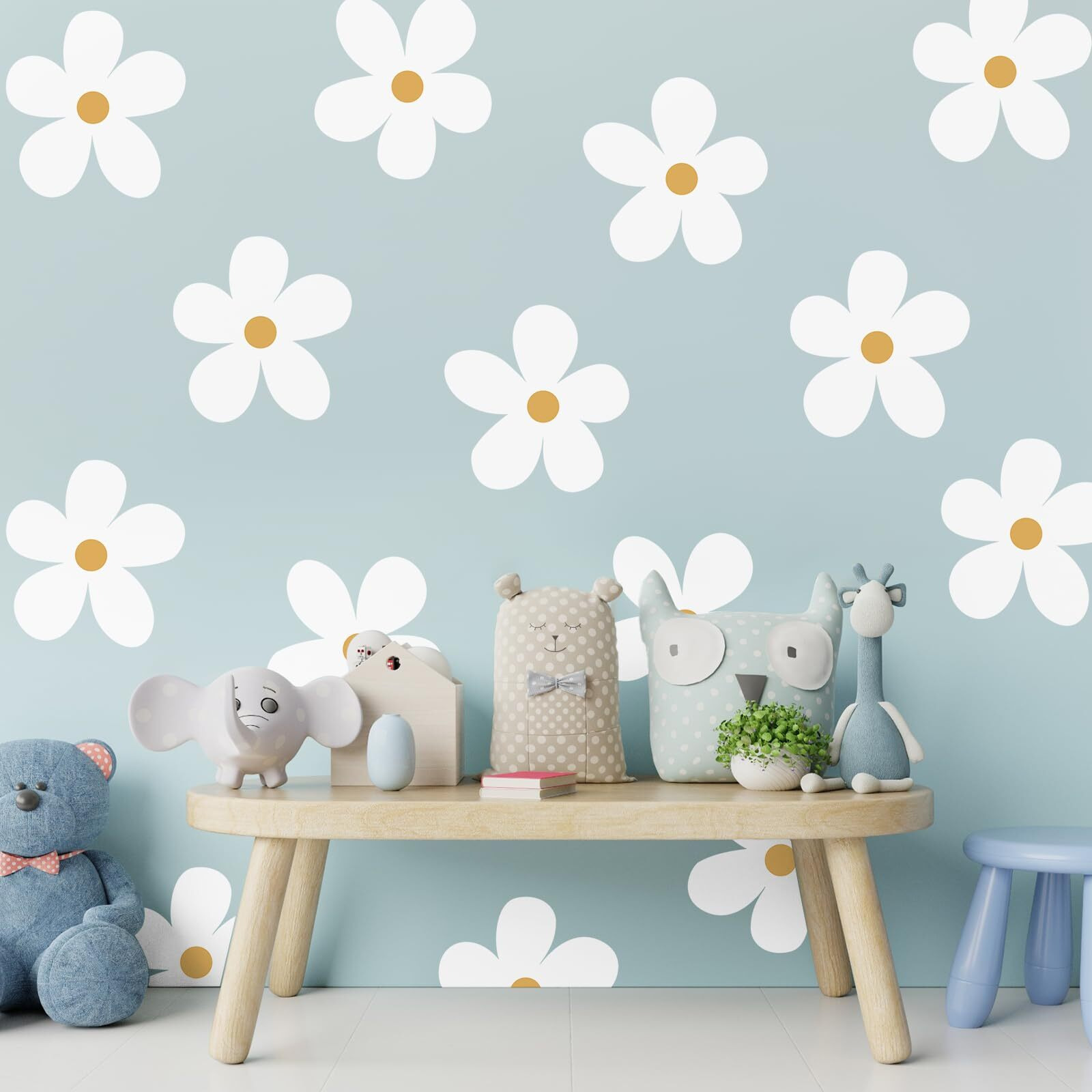12 Sheets Daisy Wall Decals Flower Wall Stickers Large Daisy Wall Stickers Daisy Decals For Wall Peel And Stick For Nursery Bedroom Living Room Wall Decor(Charming Style)