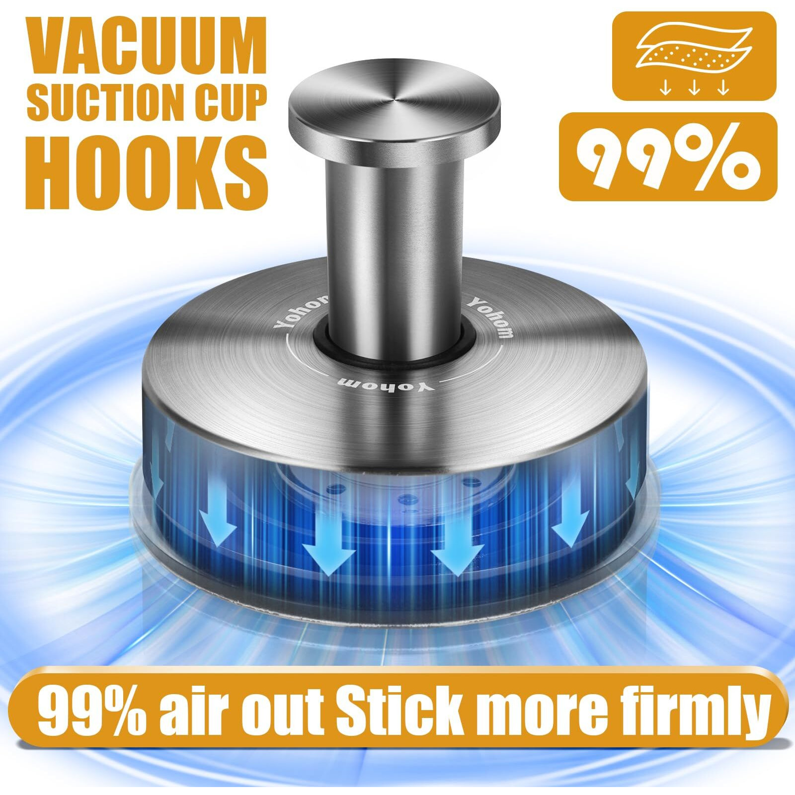 Yohom Suction Cup Hooks For Shower Bathroom Cup Wall For Inside Vacuum Windows (2 Silver  2 Silver)