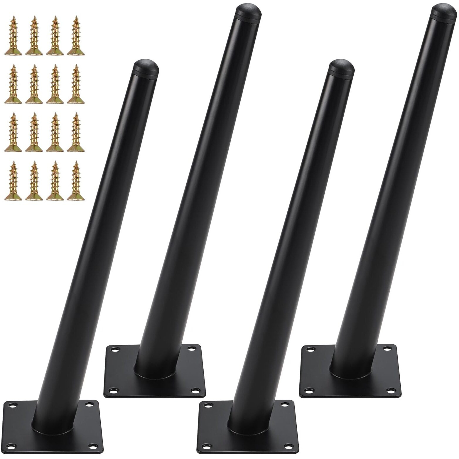 Realplus 24"" Metal Desk Legs  Reinforced Steel Table Furniture Legs Set Of 4  Black
