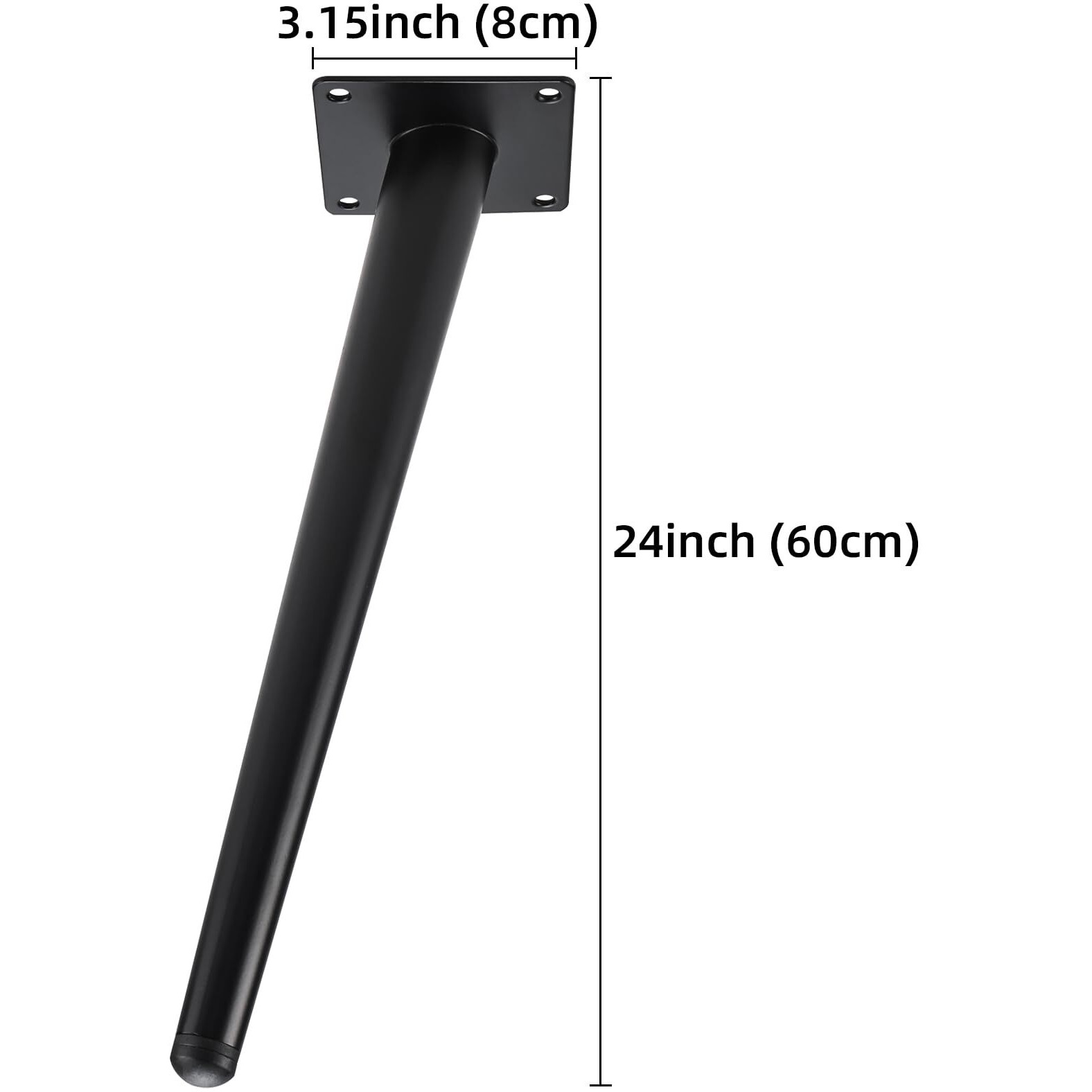 Realplus 24"" Metal Desk Legs  Reinforced Steel Table Furniture Legs Set Of 4  Black