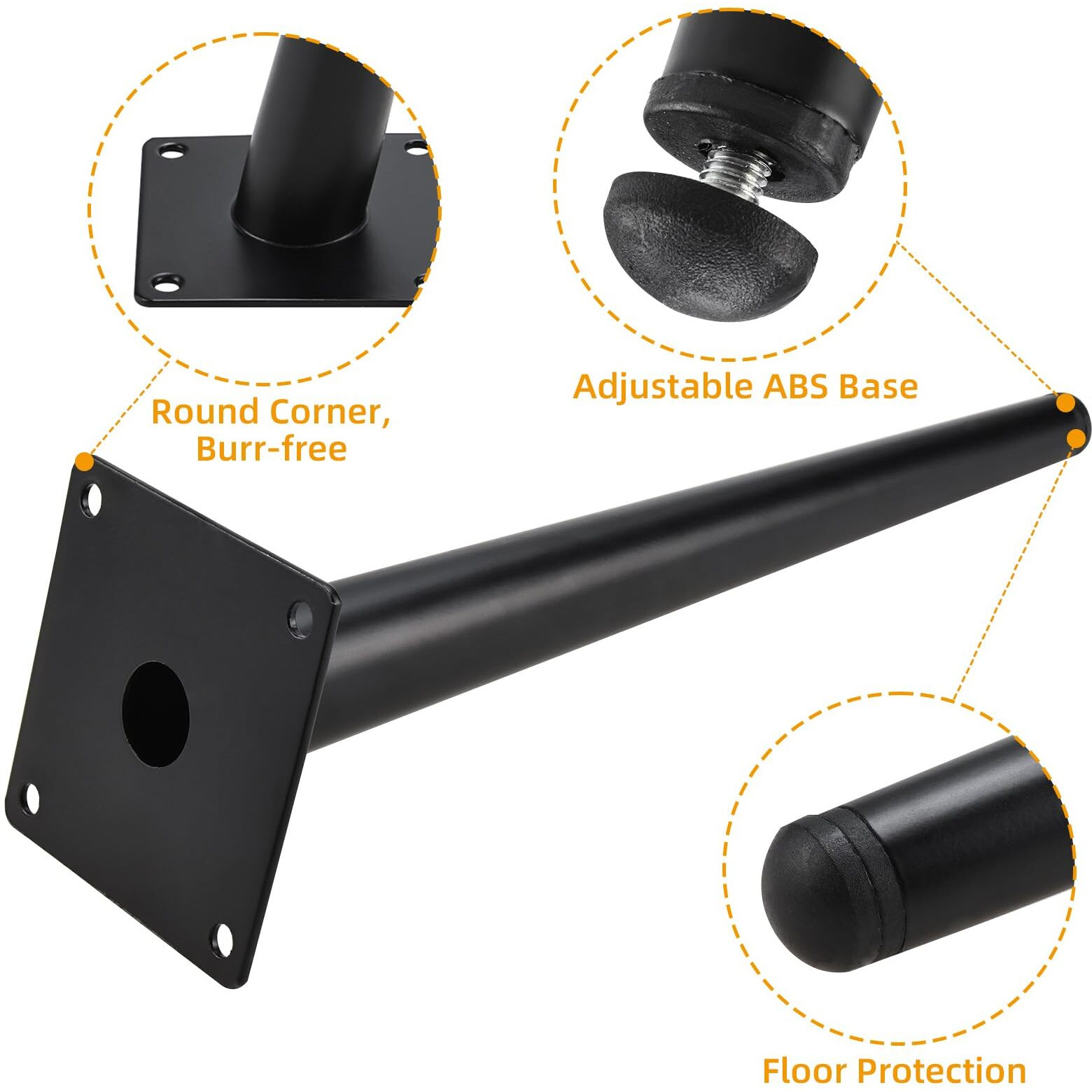 Realplus 24"" Metal Desk Legs  Reinforced Steel Table Furniture Legs Set Of 4  Black