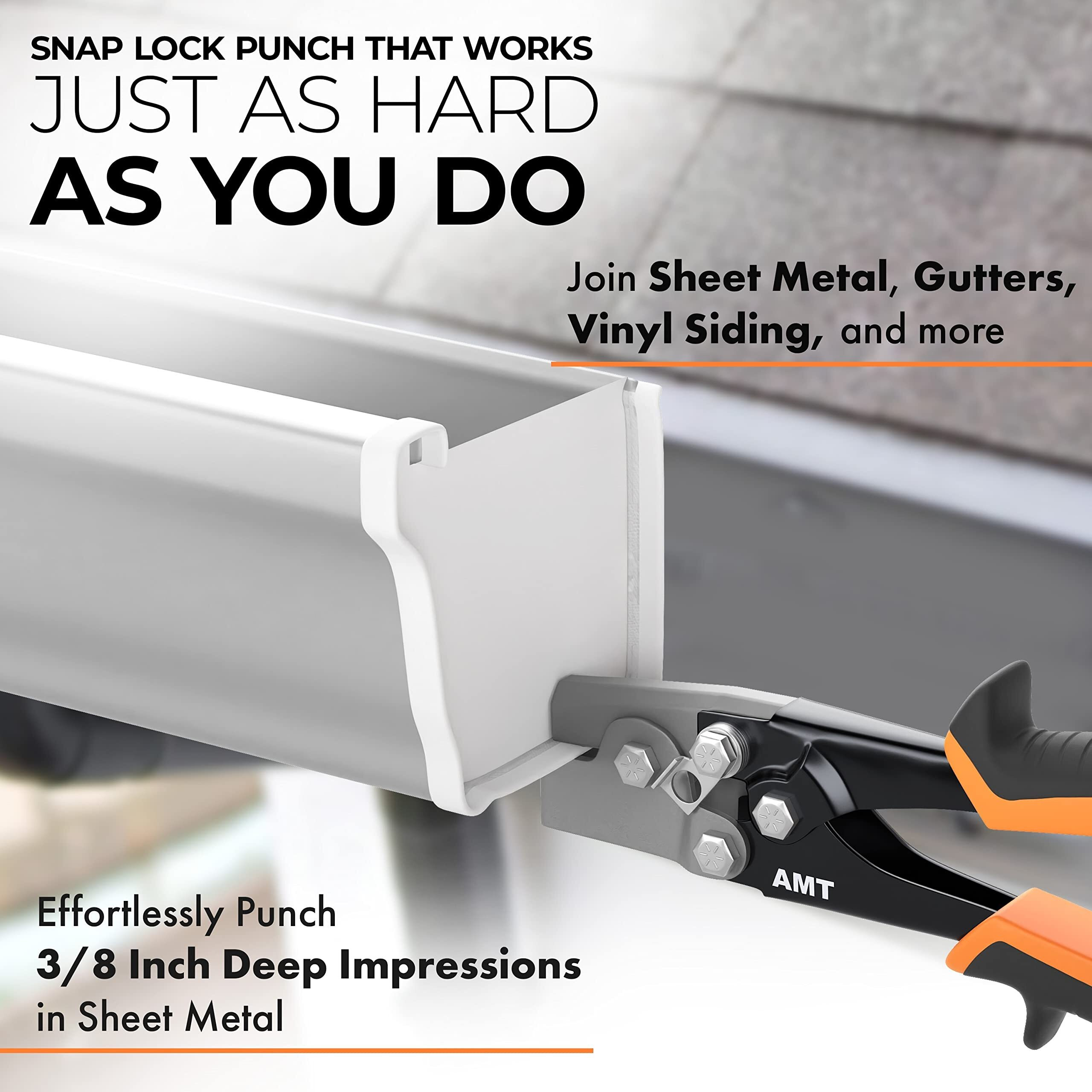American Mutt Tools Snap Lock Punch - Gutter End Cap Crimper Tool - Snap Lock Tool For Sheet Metal  Gutter Installation Tools  Gutter Crimping Tool  Gutter Tools  End Cap Crimper For Gutters