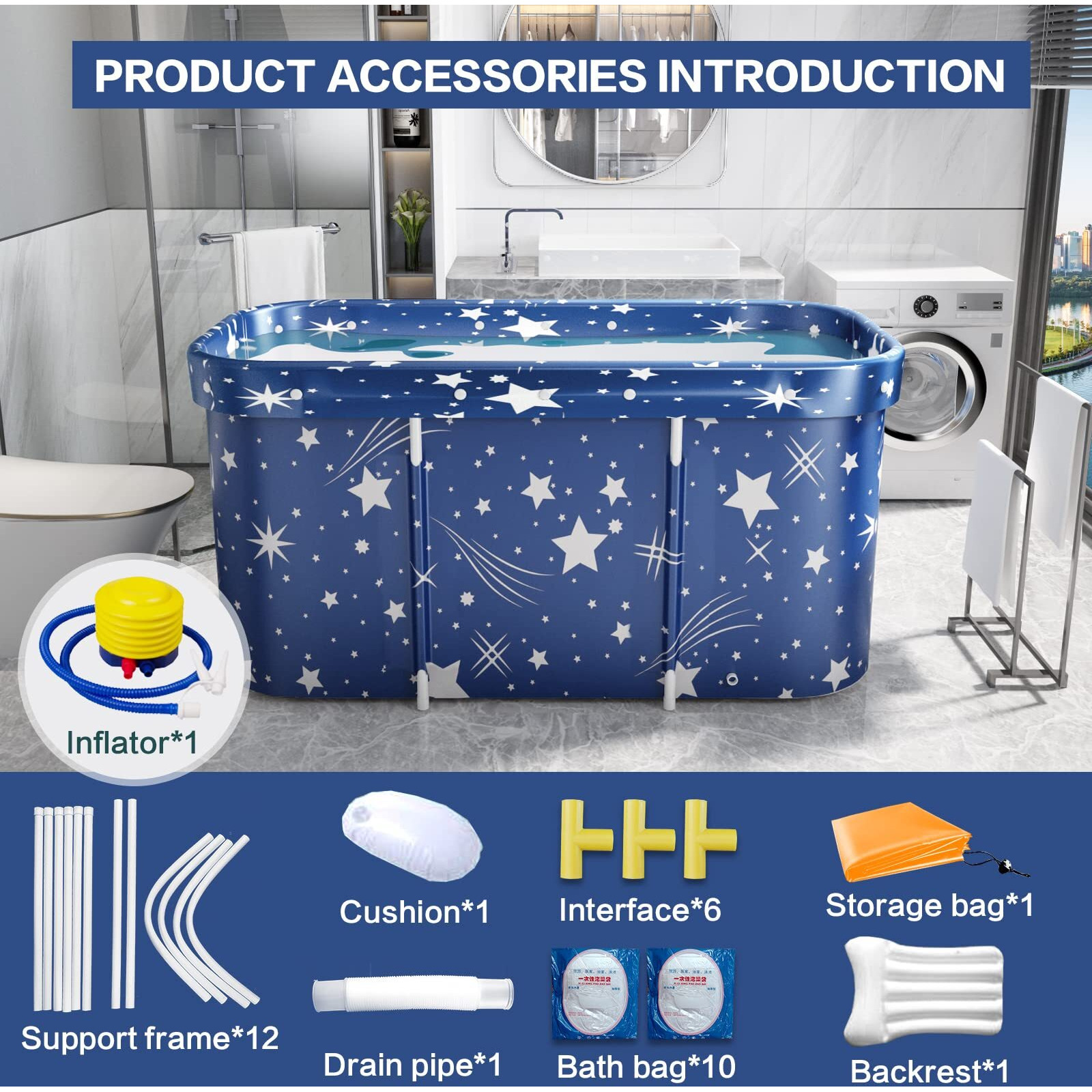 Portable Bathtub  Foldable Bathtub For Adults  Separate Family Bathroom Spa Tub  Therapy Tub For Shower Stall Bathroom Fold Up Soaking Hot Spa Bathtub  Hot Bathtub  Ice Bath Tub 45.3''X23.6''X19.7''