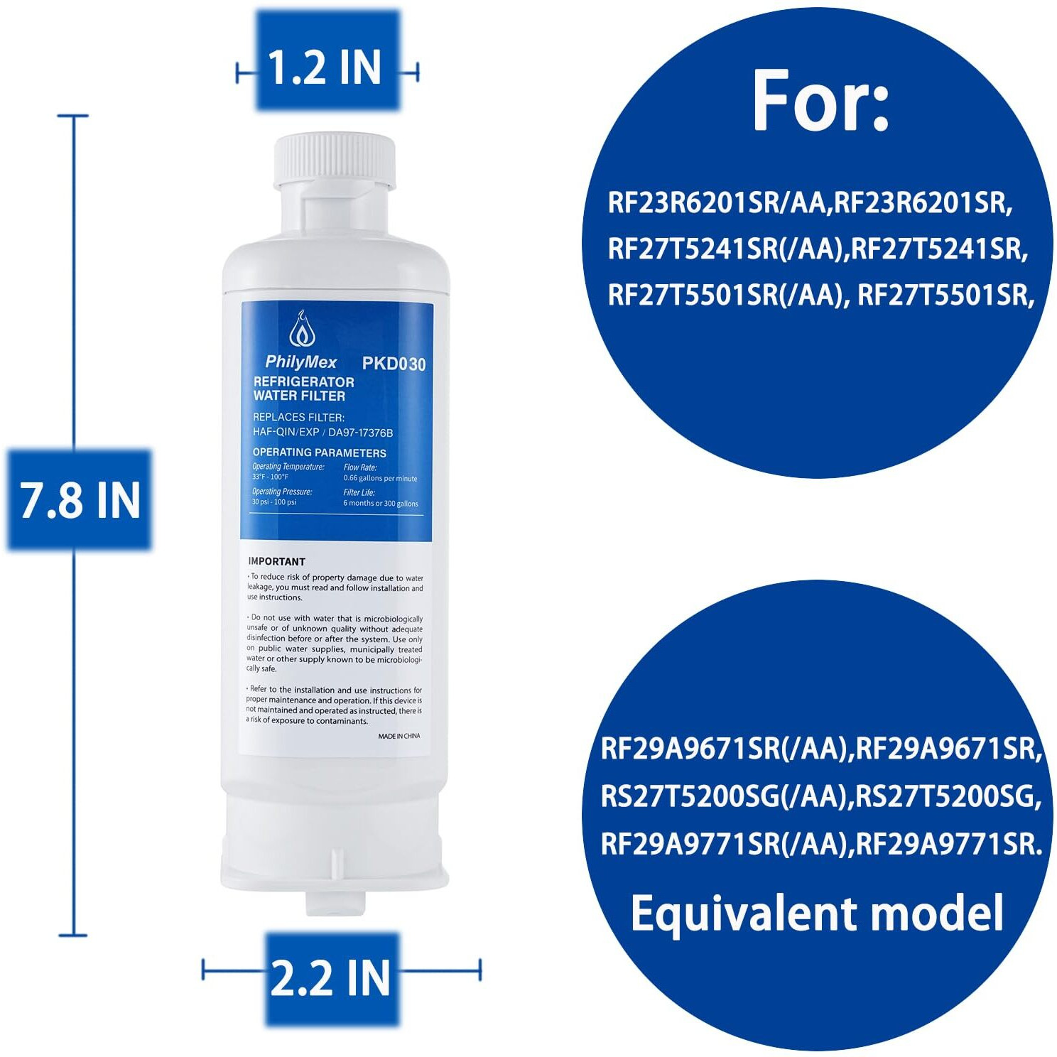(3 Pack) Da97-17376B Water Filter For Sam&Sung Rf23R6201Sr(/Aa)  Rf27T5241Sr(/Aa)  Rf27T5501Sr(/Aa)  Rf29A9671Sr(/Aa)  Rs27T5200Sg(/Aa)  Rf29A9771Sr(/Aa) Replacement.