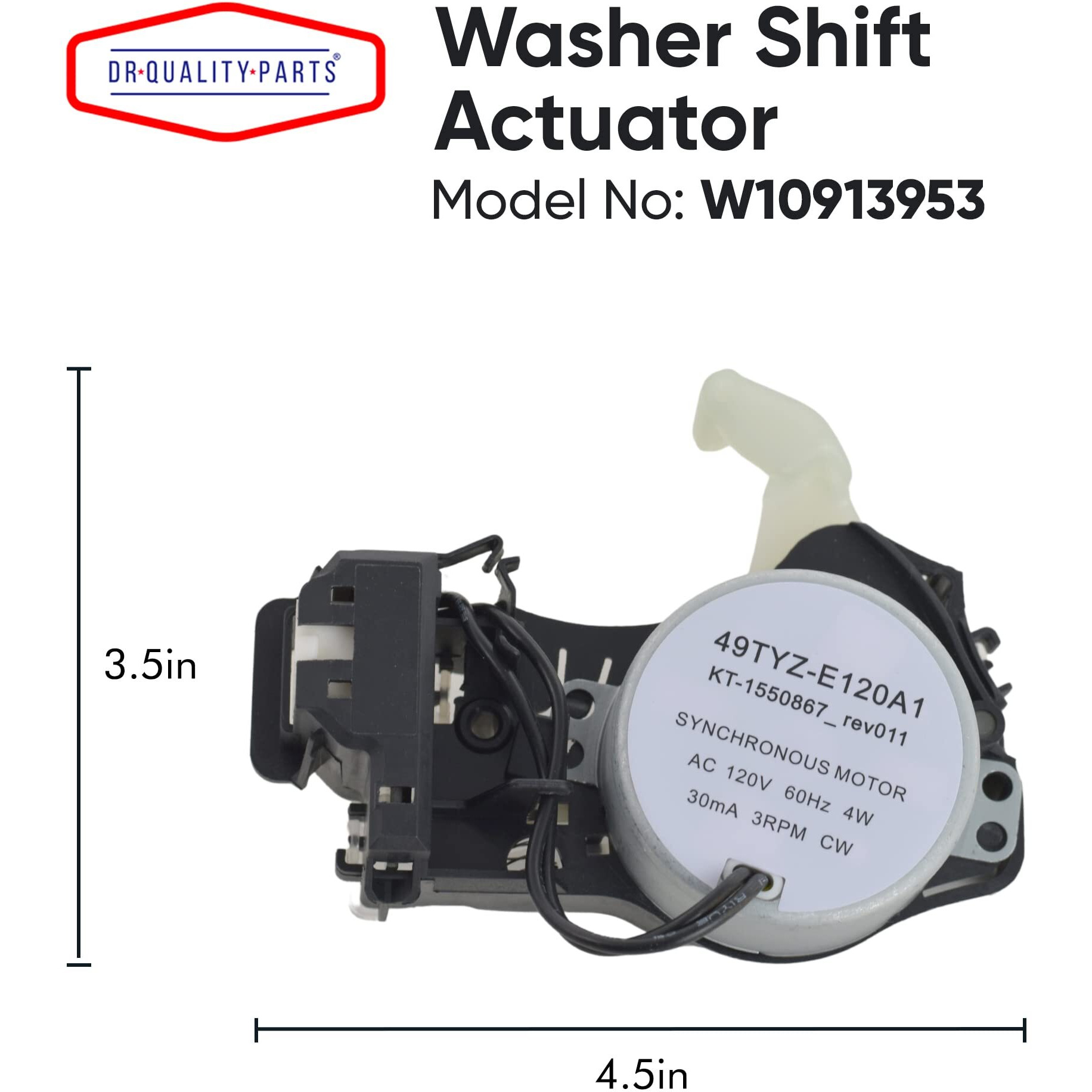 Washing Machine Shift Actuator Replacement For W10913953 W10913953Vp W10597177 Wpw10597177 Ap6037270 Ps11769864 Compatible With Whirlpool  Sears Kenmore  Maytag  Crosley  Amana