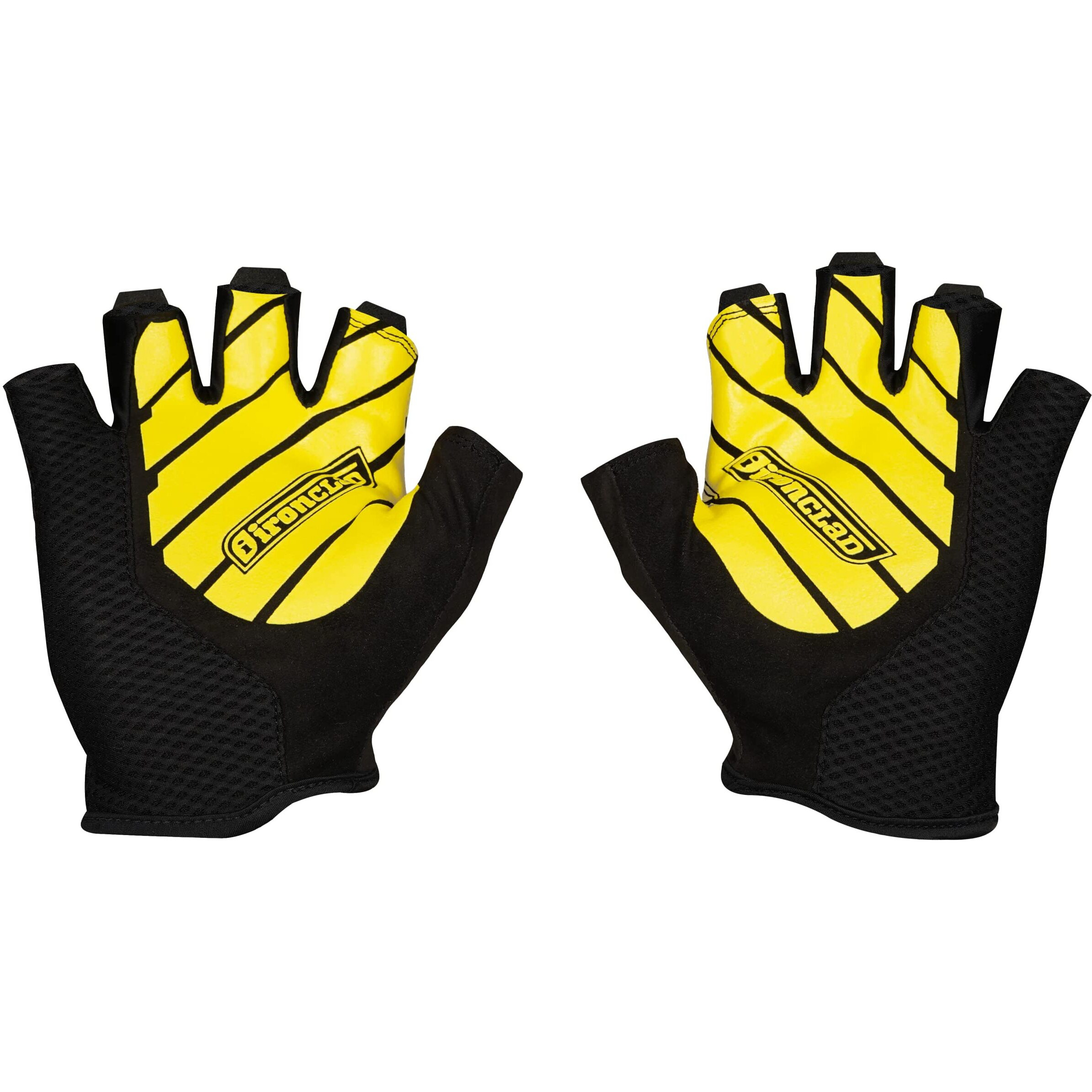 Ironclad Gaming Gloves  Half Finger Coverage  Precision Fit  Performance Silicone Grip  Moisture Wicking Construction  1 Pair  Yellow And Black  Medium