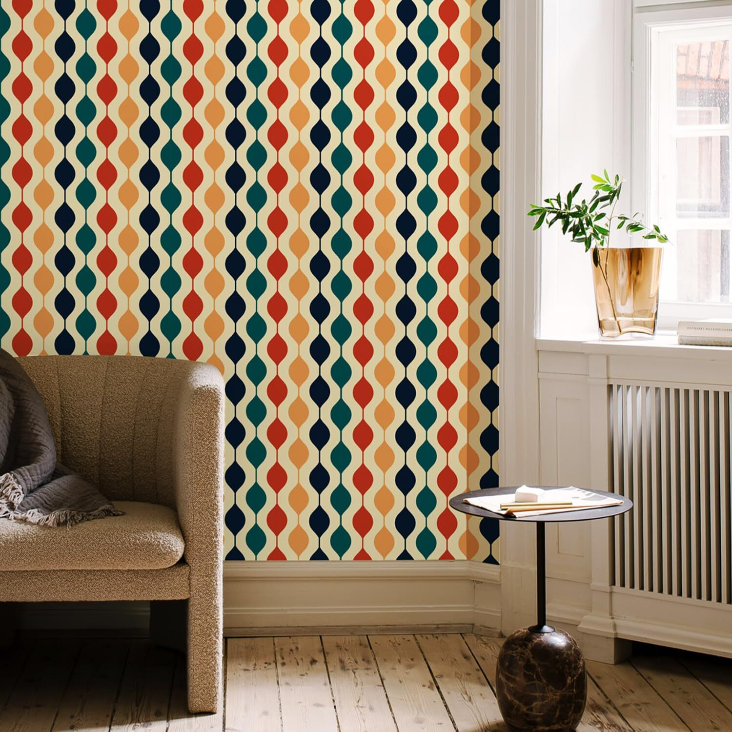 Jiffdiff Wallpaper Geometric Wallpaper Abstract Wallpaper Modern Wallpaper Wall Decor 1970S Retro Removable Peel And Stick Wallpaper