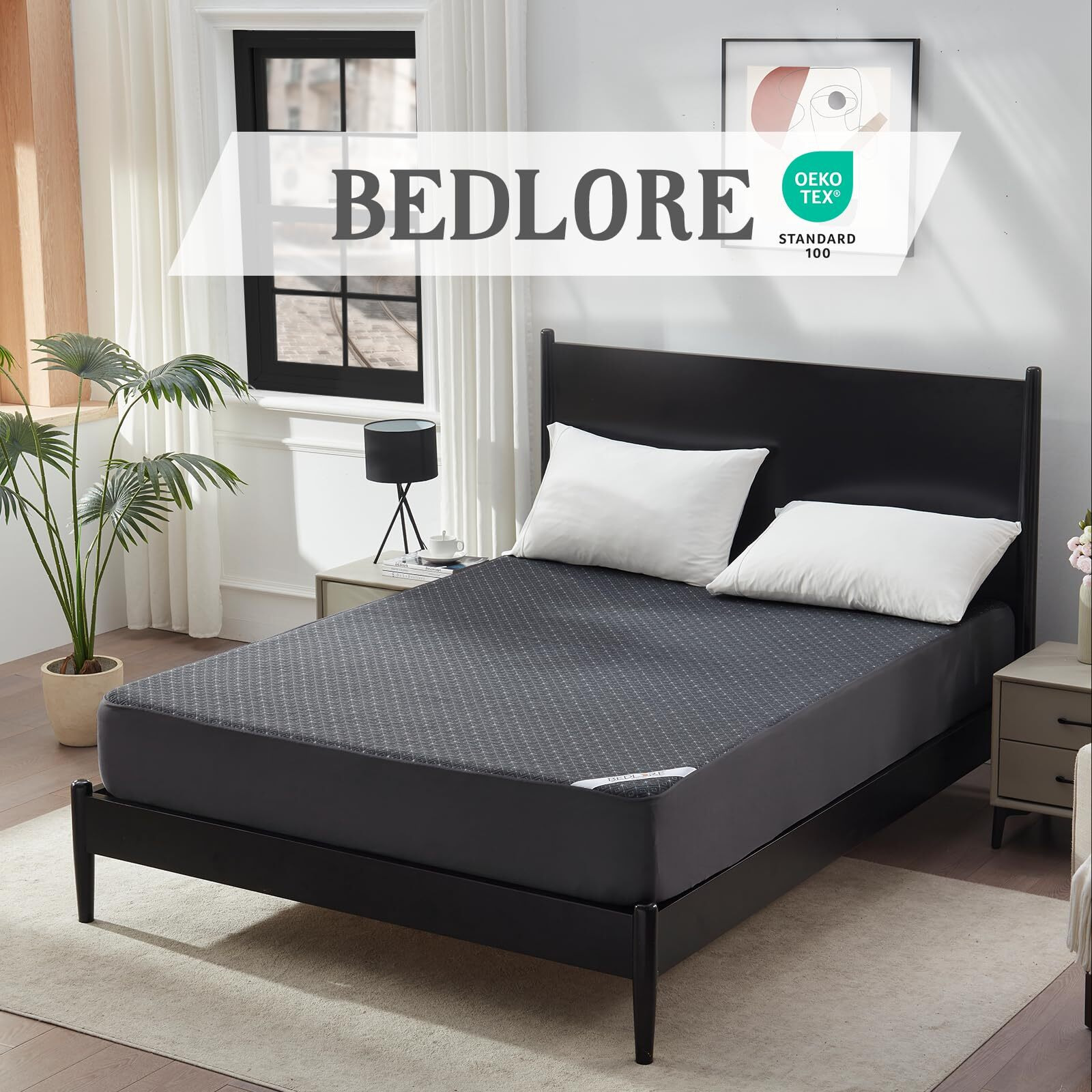 Bedlore King Mattress Protector  Waterproof Noiseless Mattress Cover With Deep Pocket For 6-18 Inches Mattress  Soft Breathable Mattress Pad Machine Washable (Dark Gray)