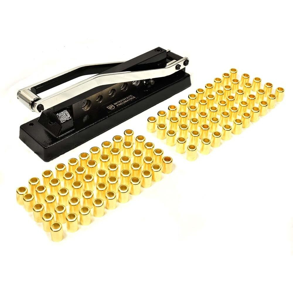 Interstate Pneumatics H8-Kit Heavy-Duty Bench Crimper (H8) With Ferrules (50Pk) 0.625"" Id X 1"" & 0.656"" Id X 1""