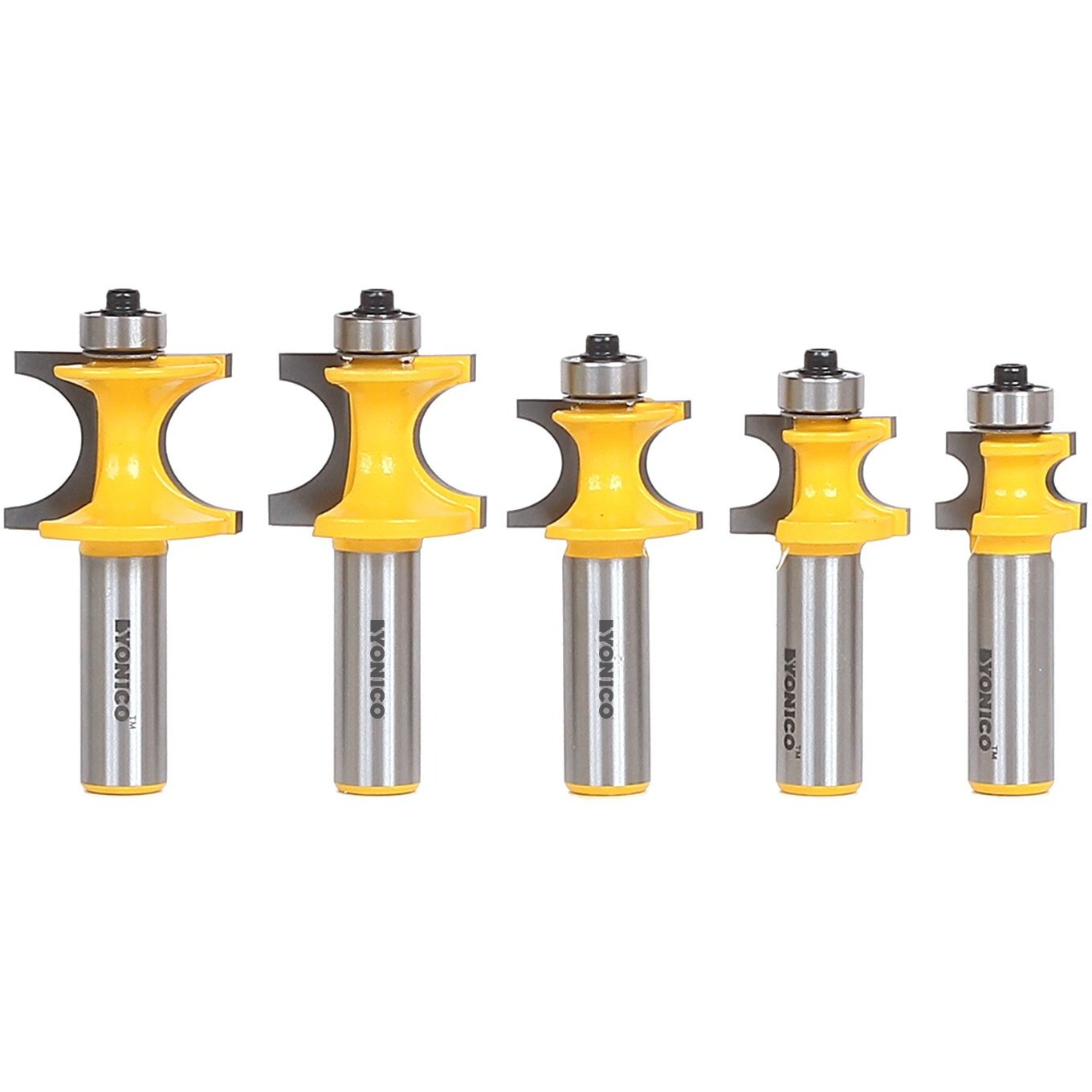 Yonico Bullnose Beading Router Bits Set 5 Bit 1/2-Inch Shank 13516