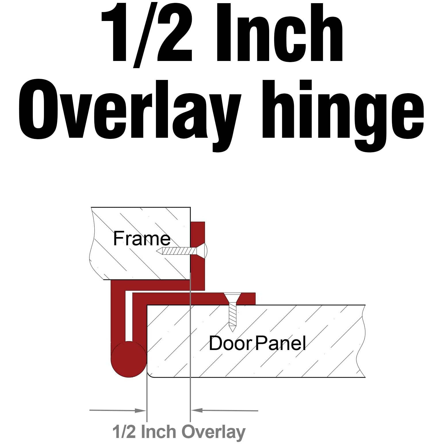 Vallecloud 4 Pack (2 Pair) Antique Brass Cabinet Hinges For Kitchen Cabinet Door  Partial Wrap Self Closing 1/2"" Overlay Kitchen Cabinet Hinges  Semi Hidden Cabinet Hinge For Cabinet Doors