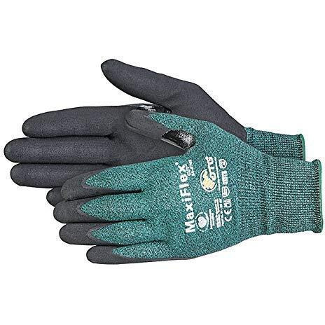 Maxiflex 3 Pack Cut 34-8743 Cut Resistant Nitrile Coated Work Gloves With Green Knit Shell And Premium Nitrile Coated Micro-Foam Grip On Palm & Fingers. Size Small