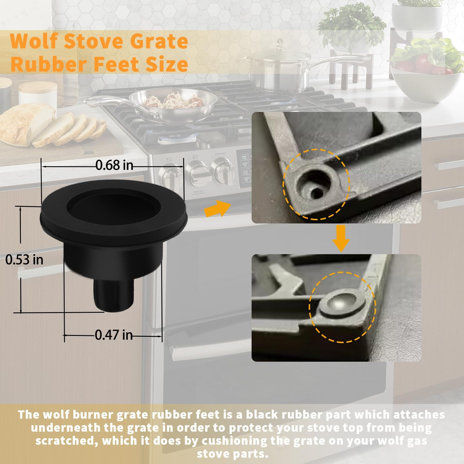 Allstare 815689 Grate Rubber Feet For Wolf Ct Gas Cooktop  Gr Series Gas Range Burner Grate Pad Range Parts Wolf Gas Cooktop Burner Grate Feet Bumpers Also Fit Other Brand Stove 12 Pack