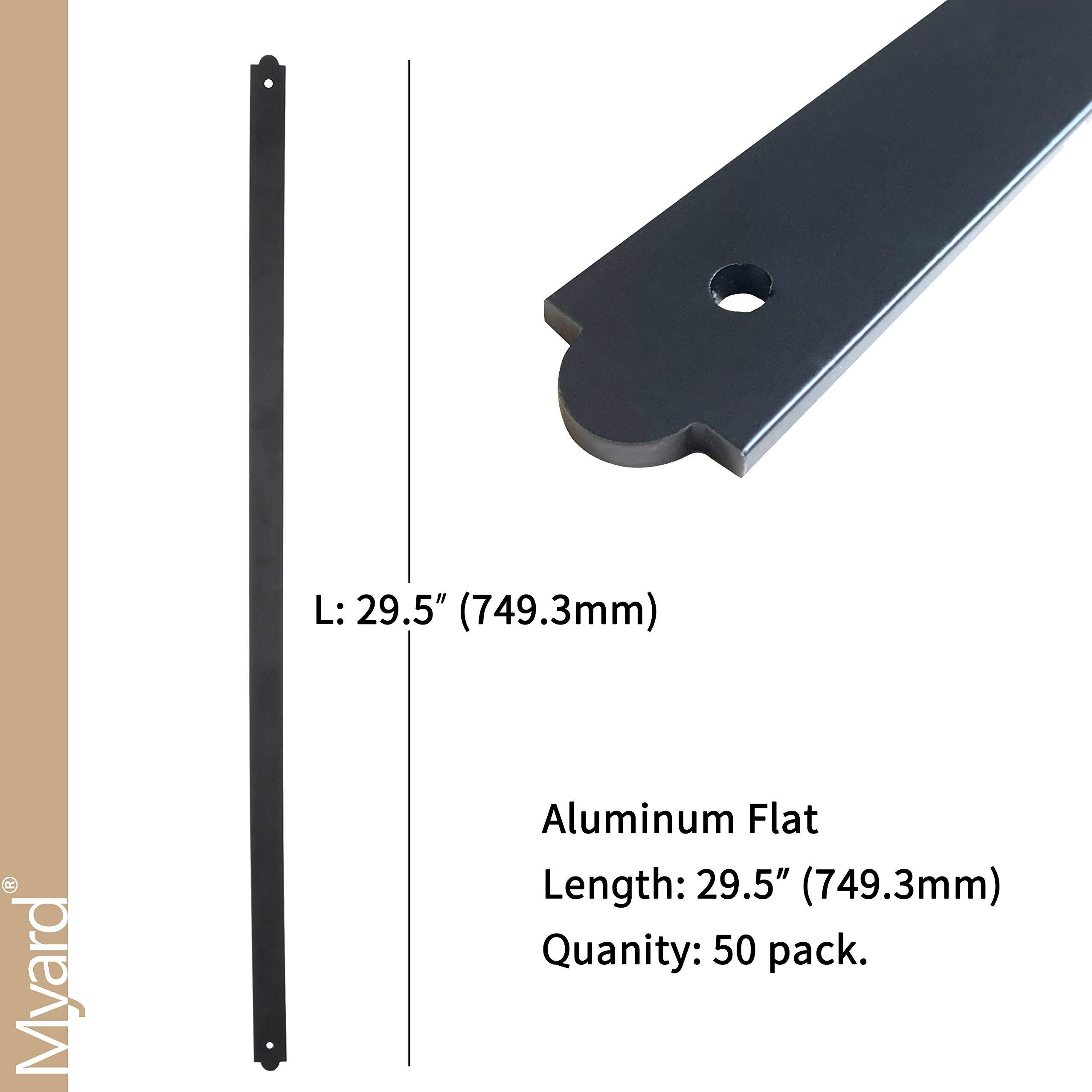 29-1/2 Inches Myard Flat Straight Aluminum Deck Balusters With Screws For Wood Composite Facemount Deck Railing (50-Pack  Matte Black)