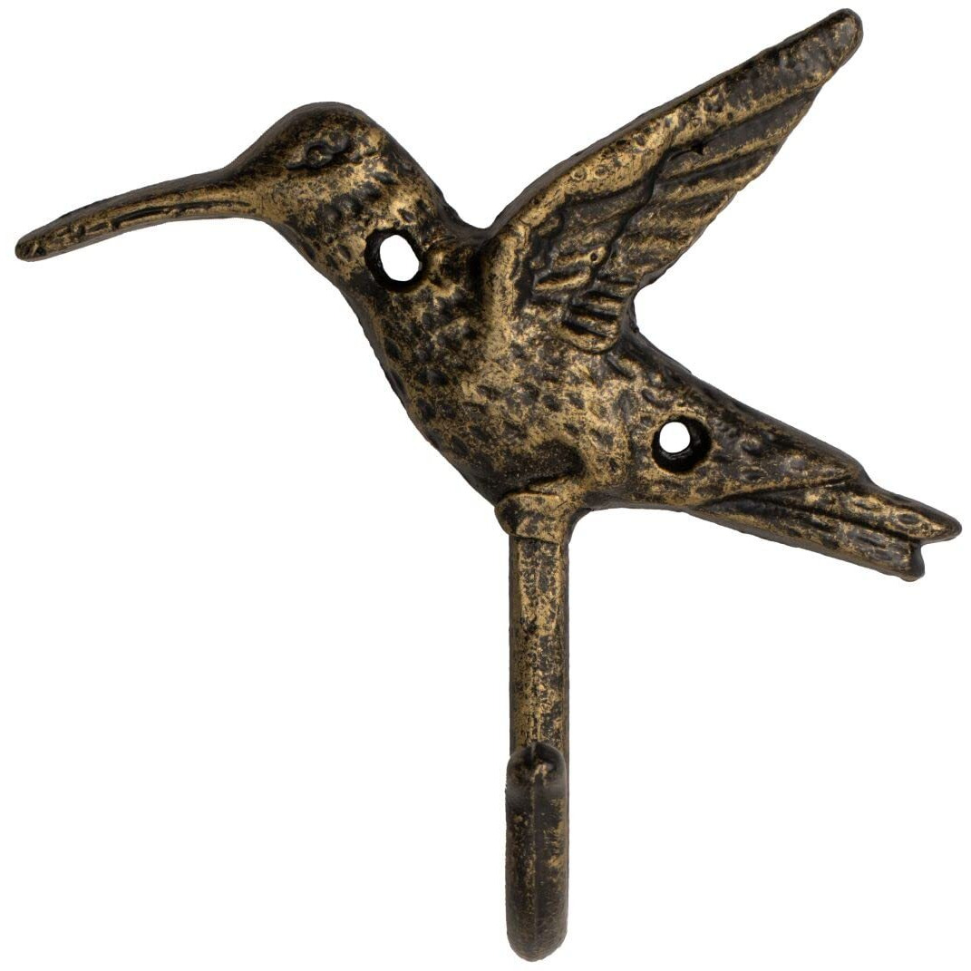 Fantashome Wall Mounted Cast Iron Home Decor Single Hook With Unique Design (Hummingbird)