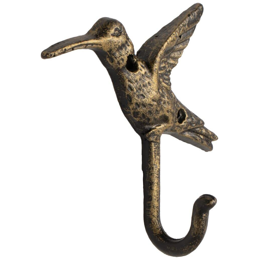 Fantashome Wall Mounted Cast Iron Home Decor Single Hook With Unique Design (Hummingbird)
