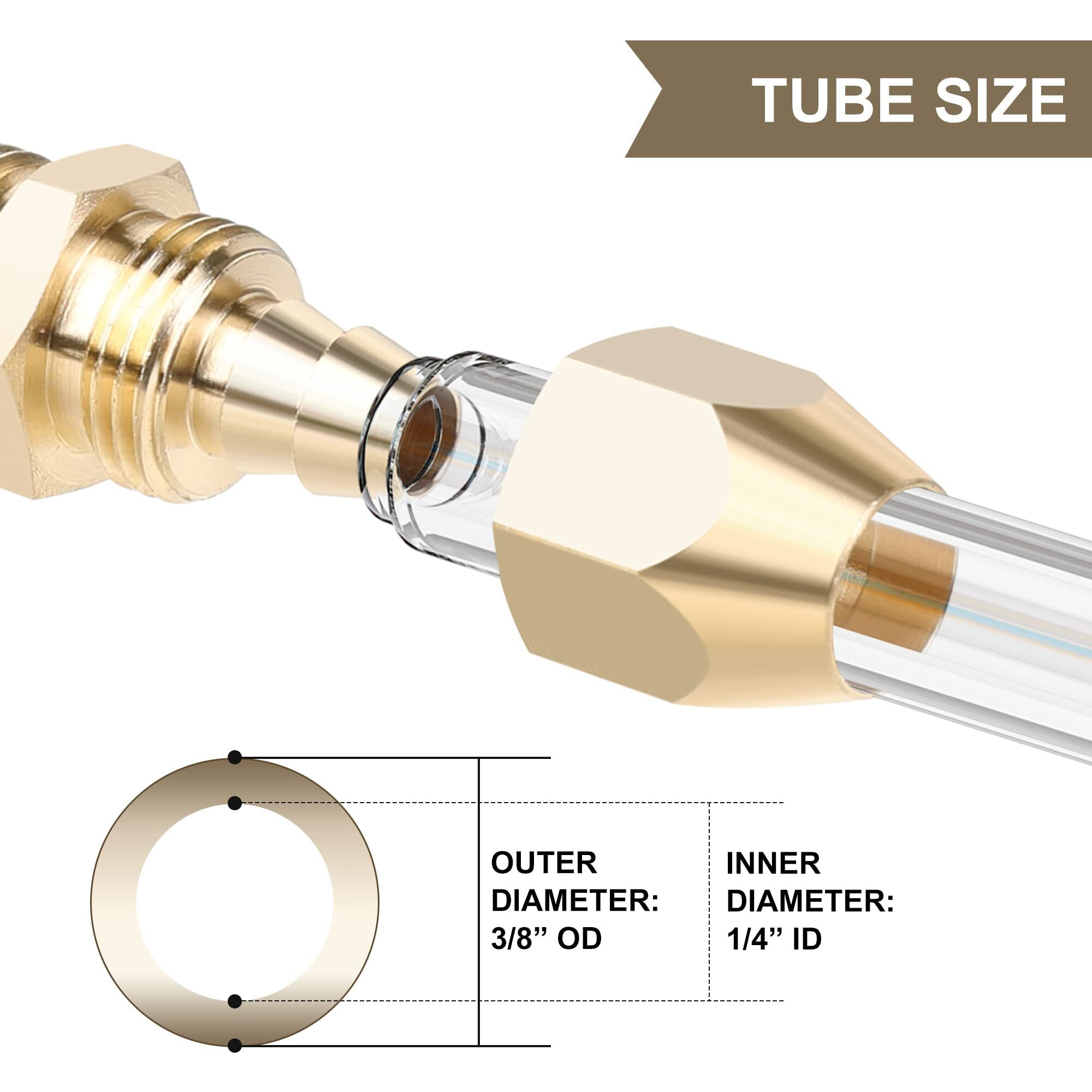 Hromee 4Pcs Solid Brass Reusable Fittings For 1/4-Inch Id Pu Polyurethane Hose  Air Hose Splicer End Repair Fittings