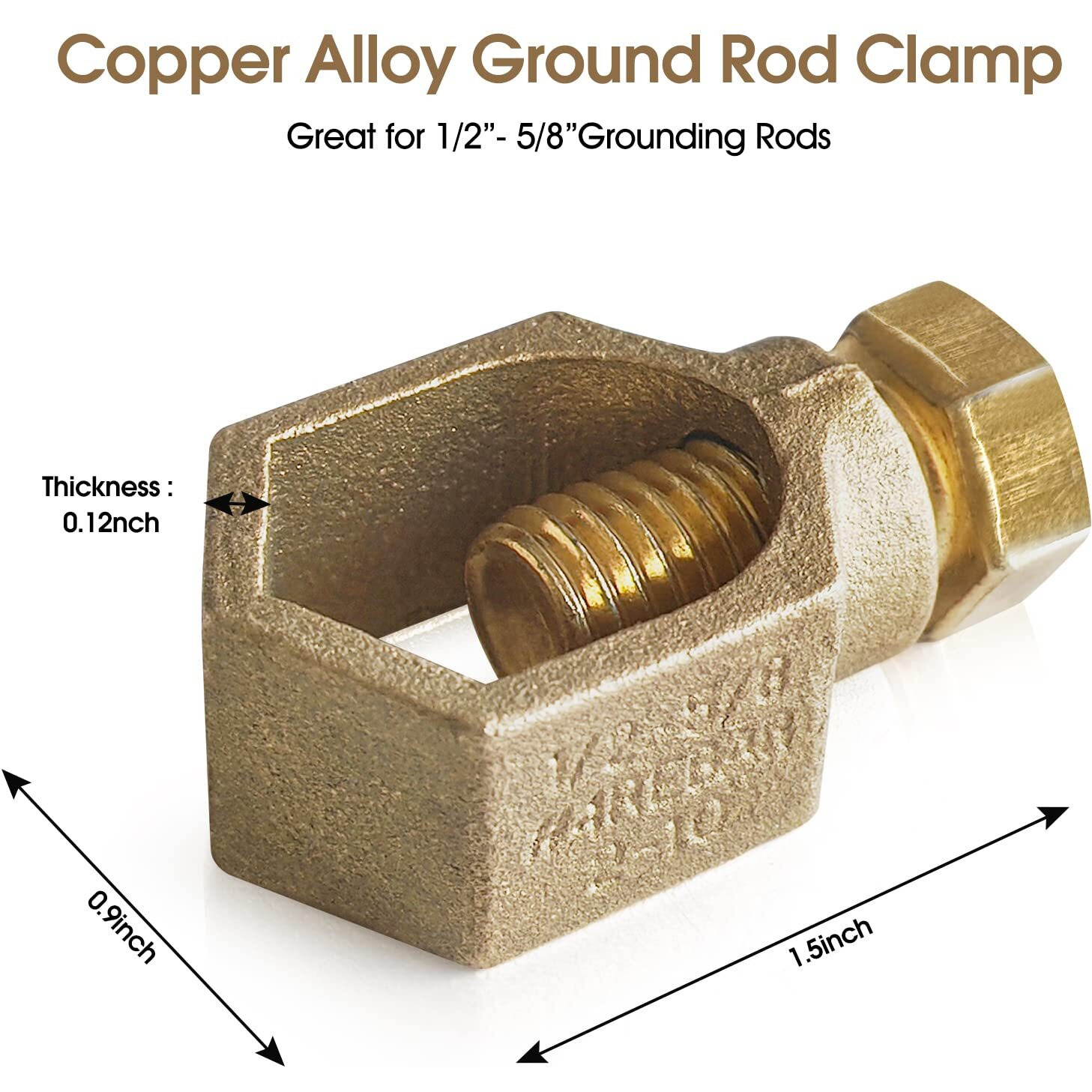 Copper Ground Rod Clamp  Great For 1/2 - 5/8 Grounding Rods (2  Cp58 (1/2''-5/8''))