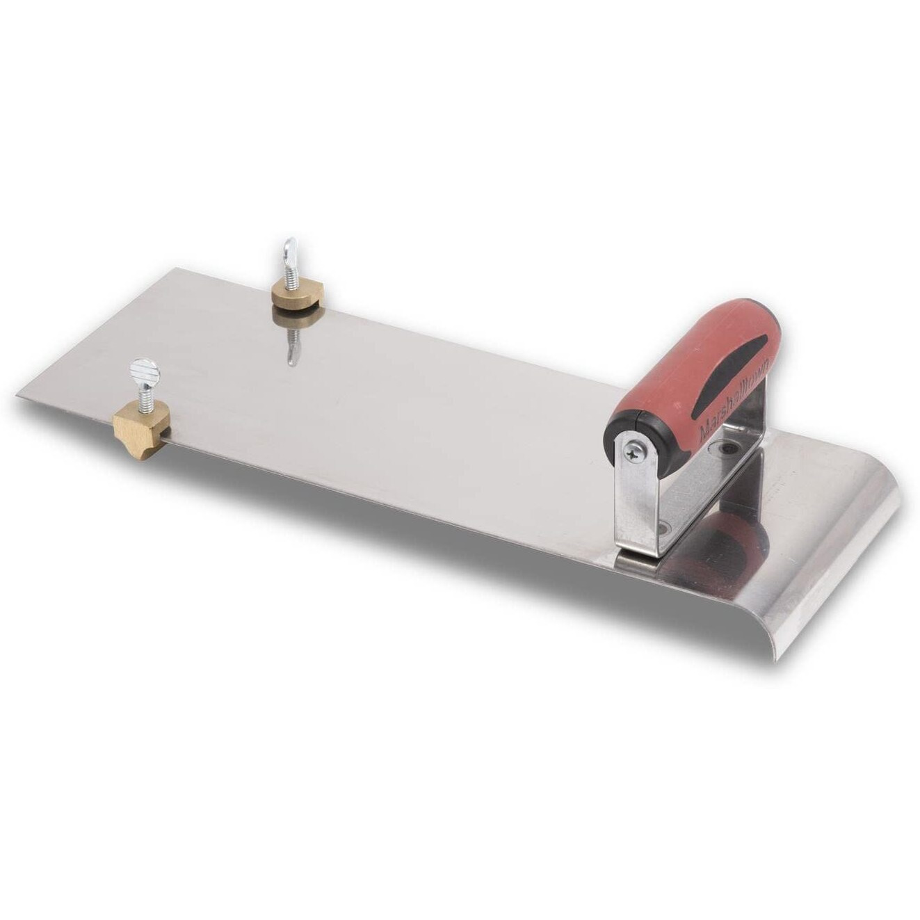 Marshalltown Stainless Steel Hand Edger With Adjustable Groover  Concrete  Curved  14 Inch By 5 Inch  1/2 Inch Edger Radius  1/2 Inch Bit Depth  Durasoft Handle  Made In The Usa  3489D