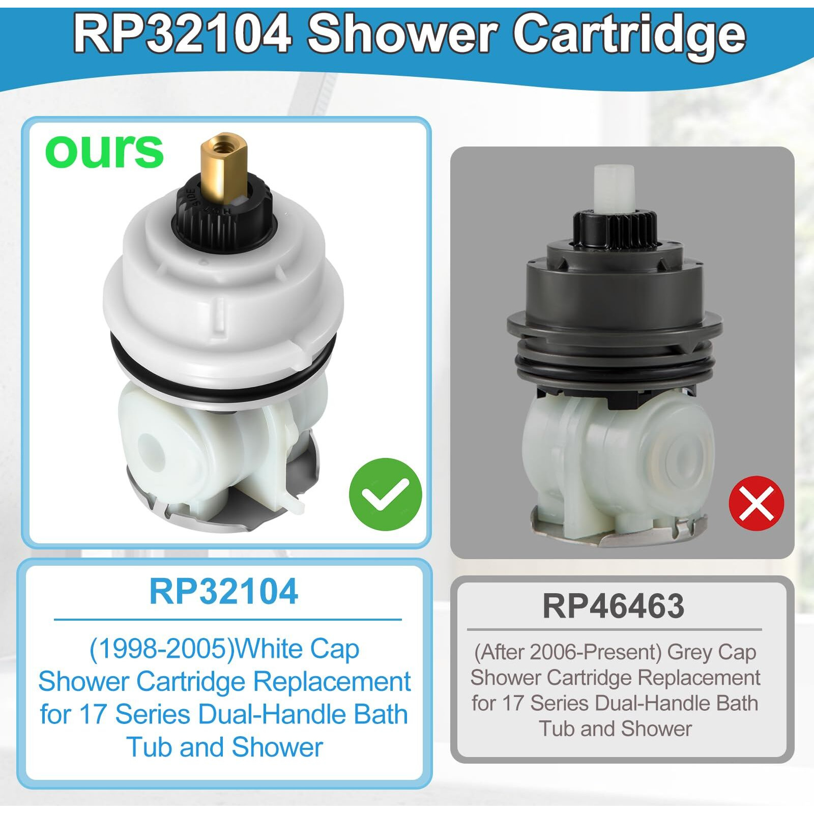 Rp32104 Shower Cartridge Replacement Assembly  Compatible With Delta Monitor 1700 Series (1998-2005) Showers  For Tub And Shower Faucet Valve