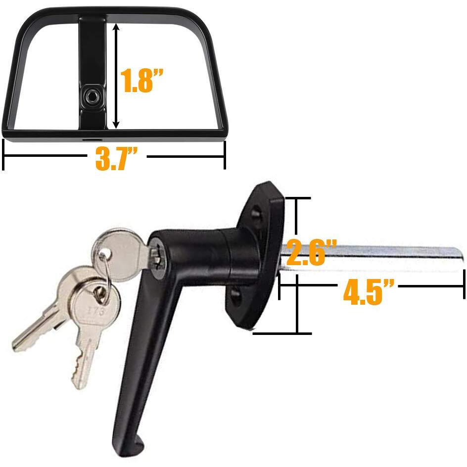 Hausun Shed Door Handle Lock Kit 4-1/2"" L Handle With 2 Keys And 2 Screws  4-1/2"" Stem For Shed  Gate  Barn  Garage  Playhouse  Chicken Coop Door Lock And More  Black (L Handle)