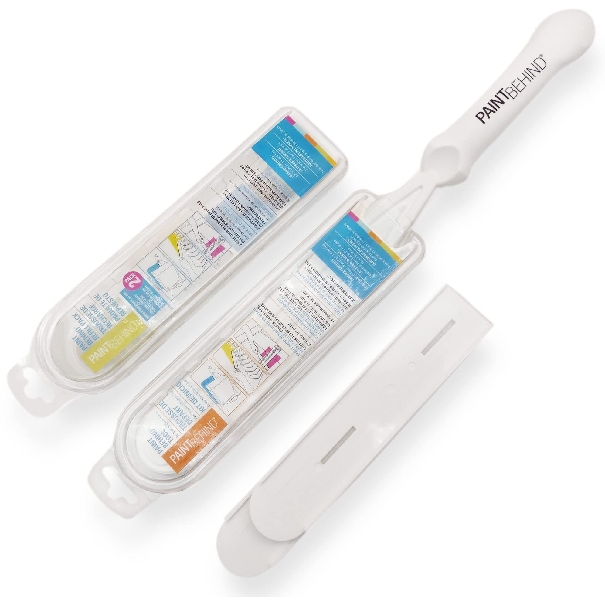 Paint Behind - Nylon Tool And Refill Bundle - Easily Hard To Reach Areas  Flat Paint Brush  Toilet Tool  Wall Painting Supplies For Home Improvement Paint Kit