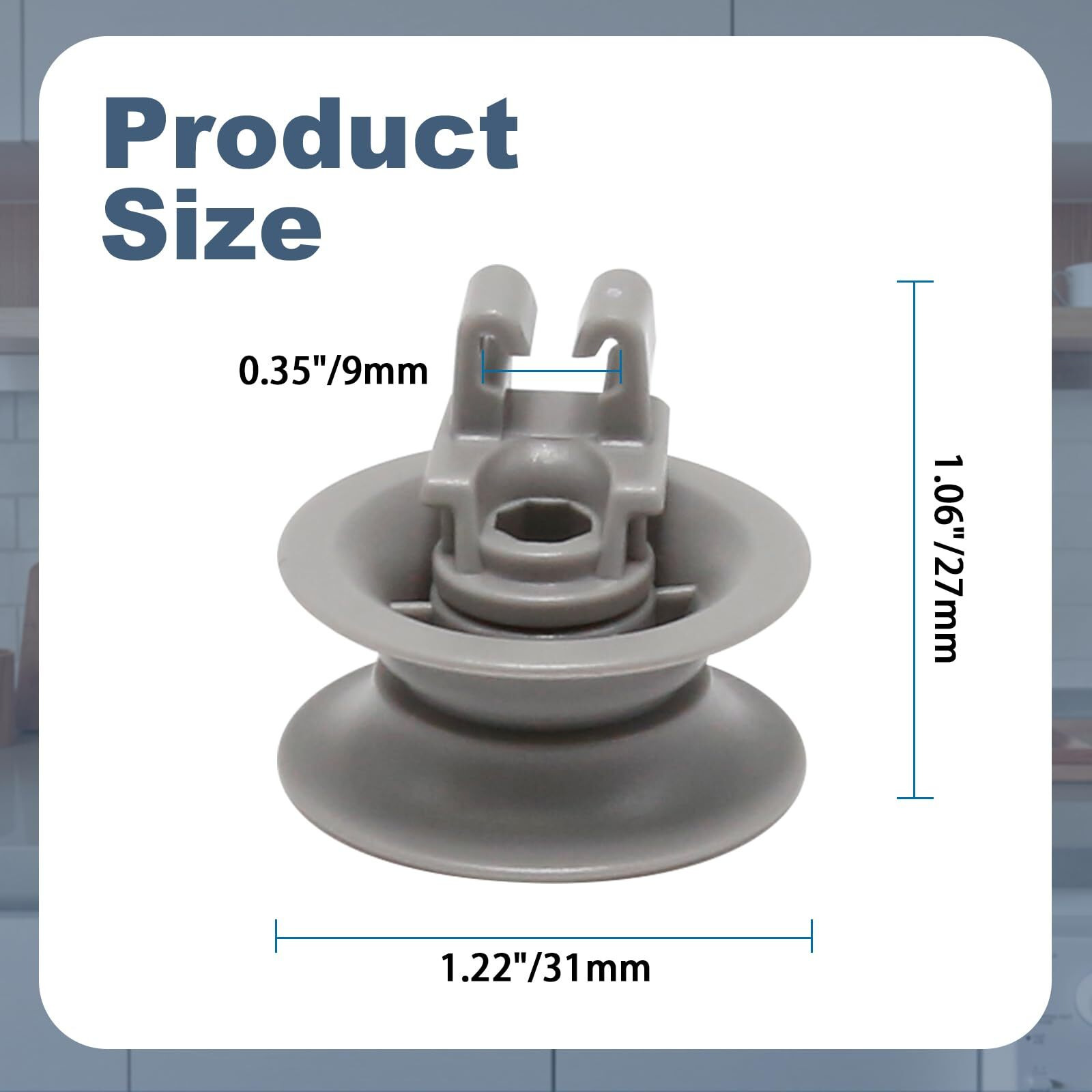 8Pcs Dishwasher Upper Wheel Assembly 611475 Replacement For Bosch Dishrack Upper Rack Wheel Replace Bsh-00611475 1559847 Ah3477735 Ah8727387 Grey (Upper Rack Wheel)