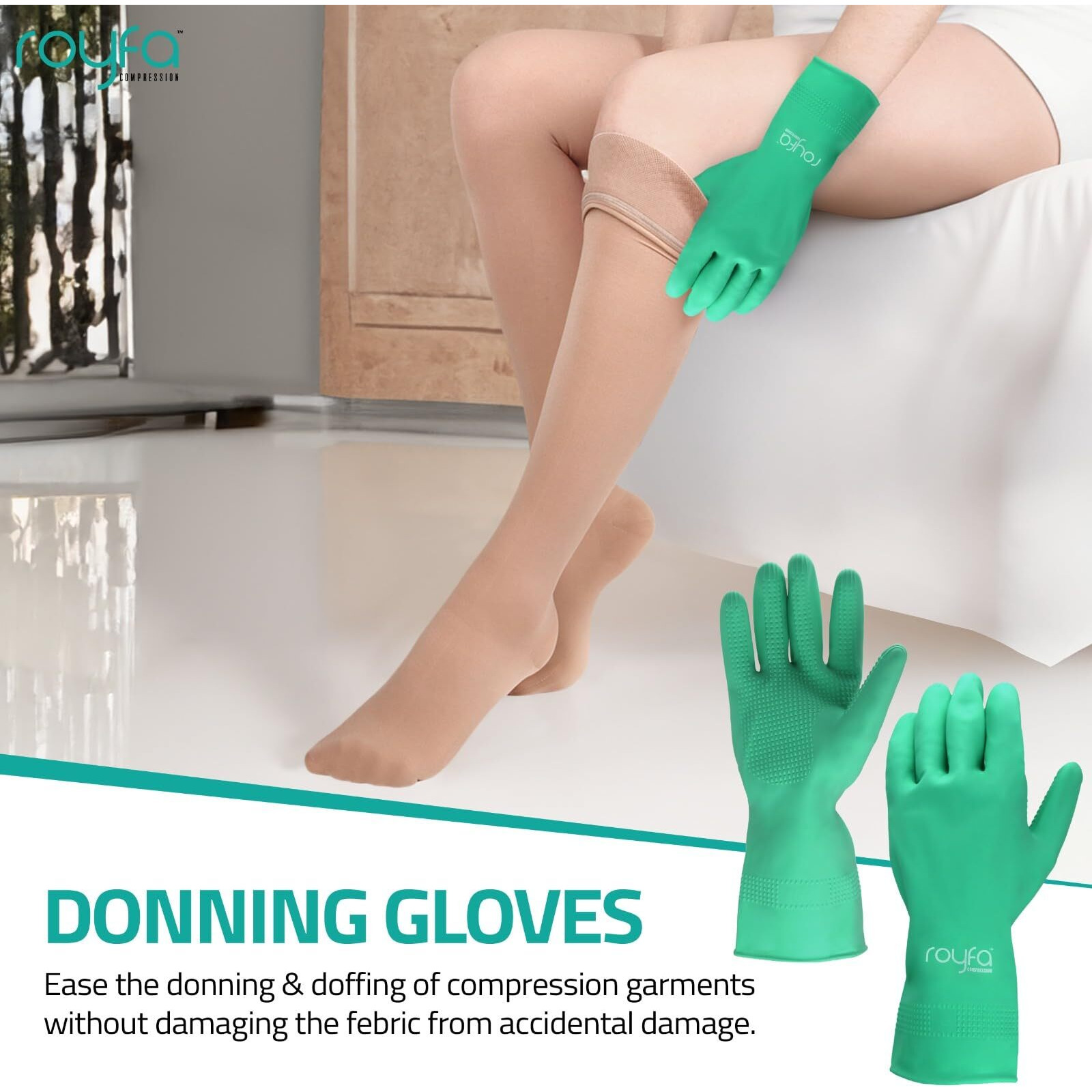 Donning Gloves For Compression Stockings - Gloves Universal Fit With Raised Ridge Surface Palms Design For Better Grip (1 Pack Medium. 1 Pack)