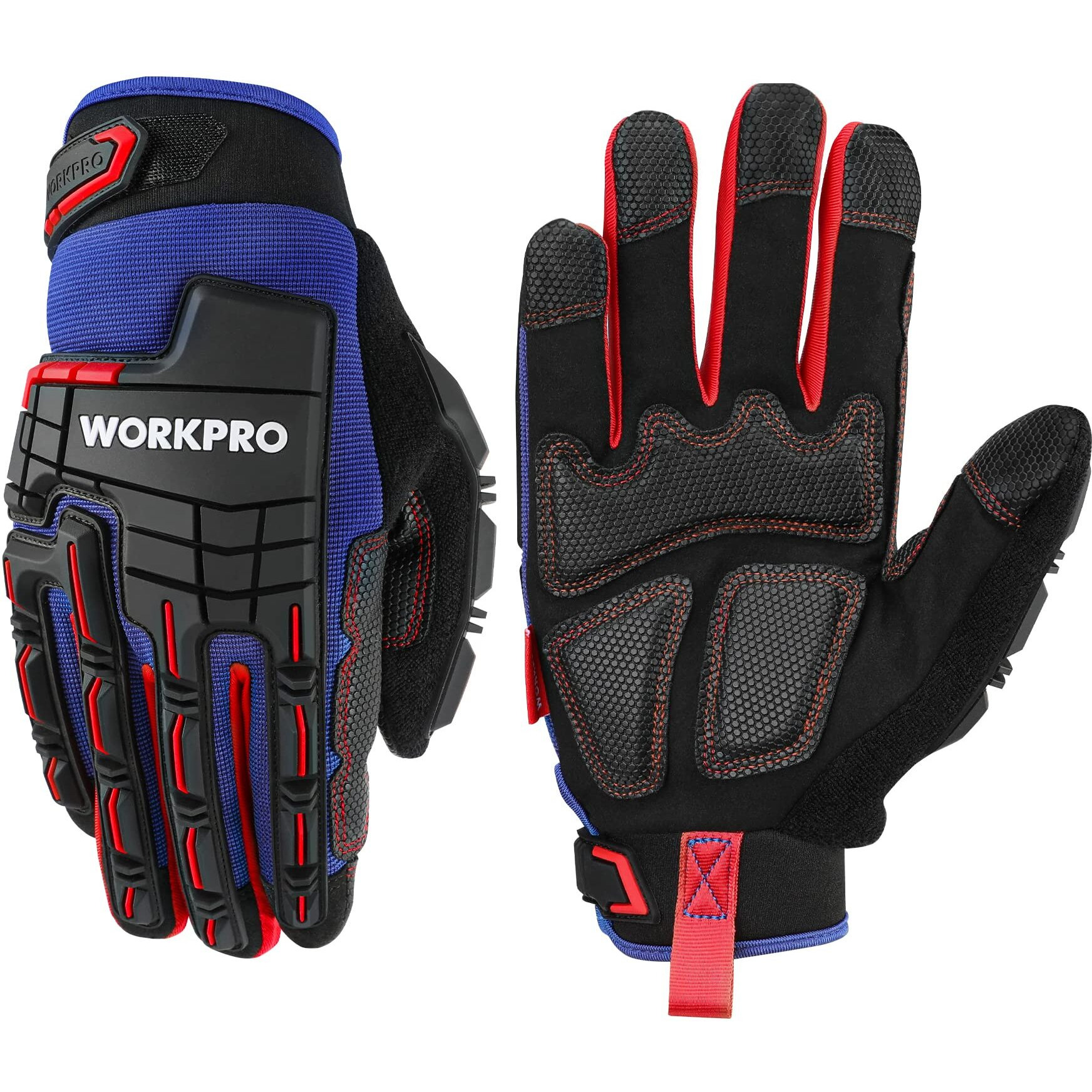 Workpro Heavy Duty Work Gloves  Synthetic Leather Impact Protection Working Gloves For Men  Pvc Protection  Touch Screen  Terry Fabric  Non-Slip  Medium
