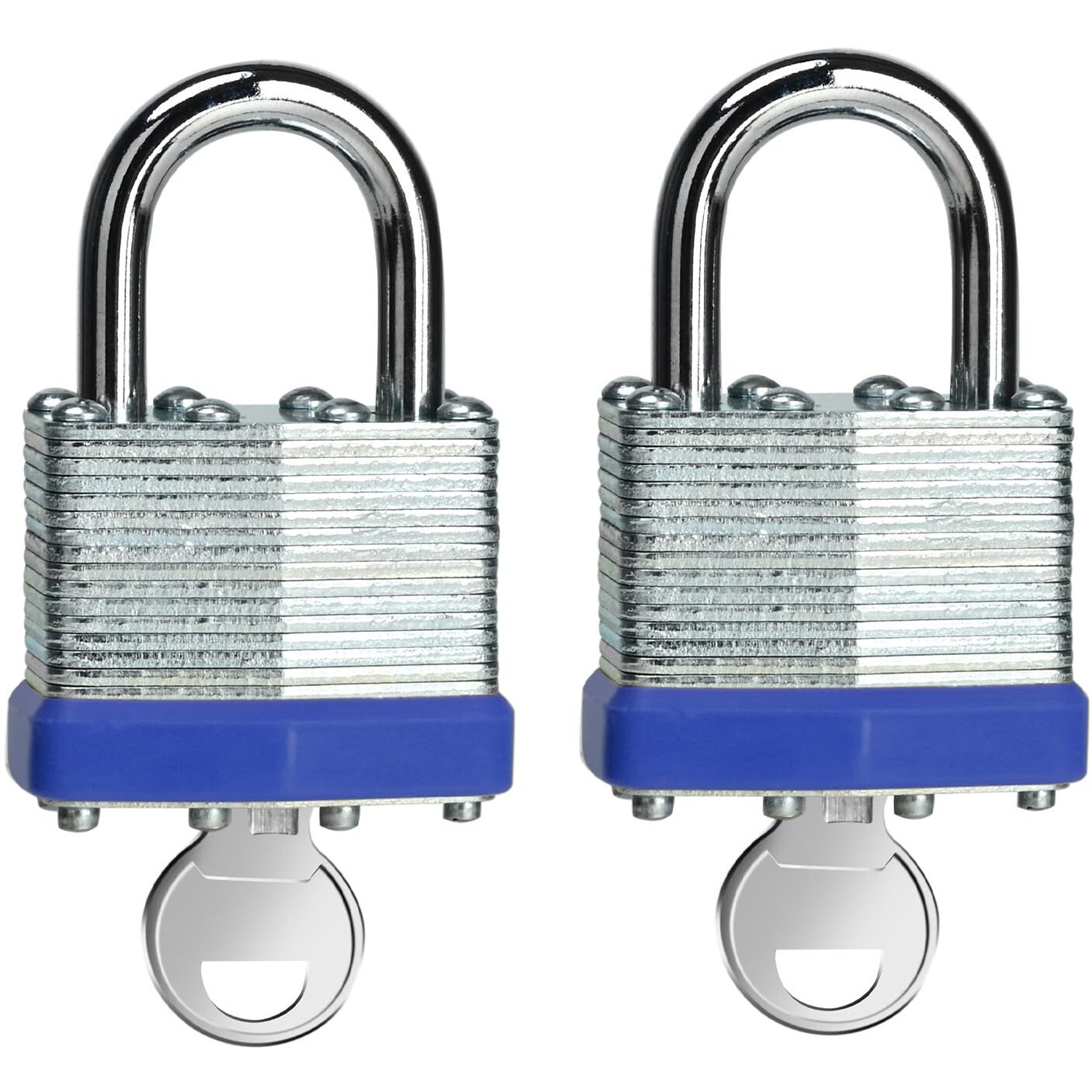 Lqyn 6 Pack Laminated Keyed Padlock (1-9/16""  40Mm)  Keyed Alike Locks  Black Hoop  Normal Shackle  Lock For Gym Locker  Luggage  Suitcase  Baggage  Toolbox  Case