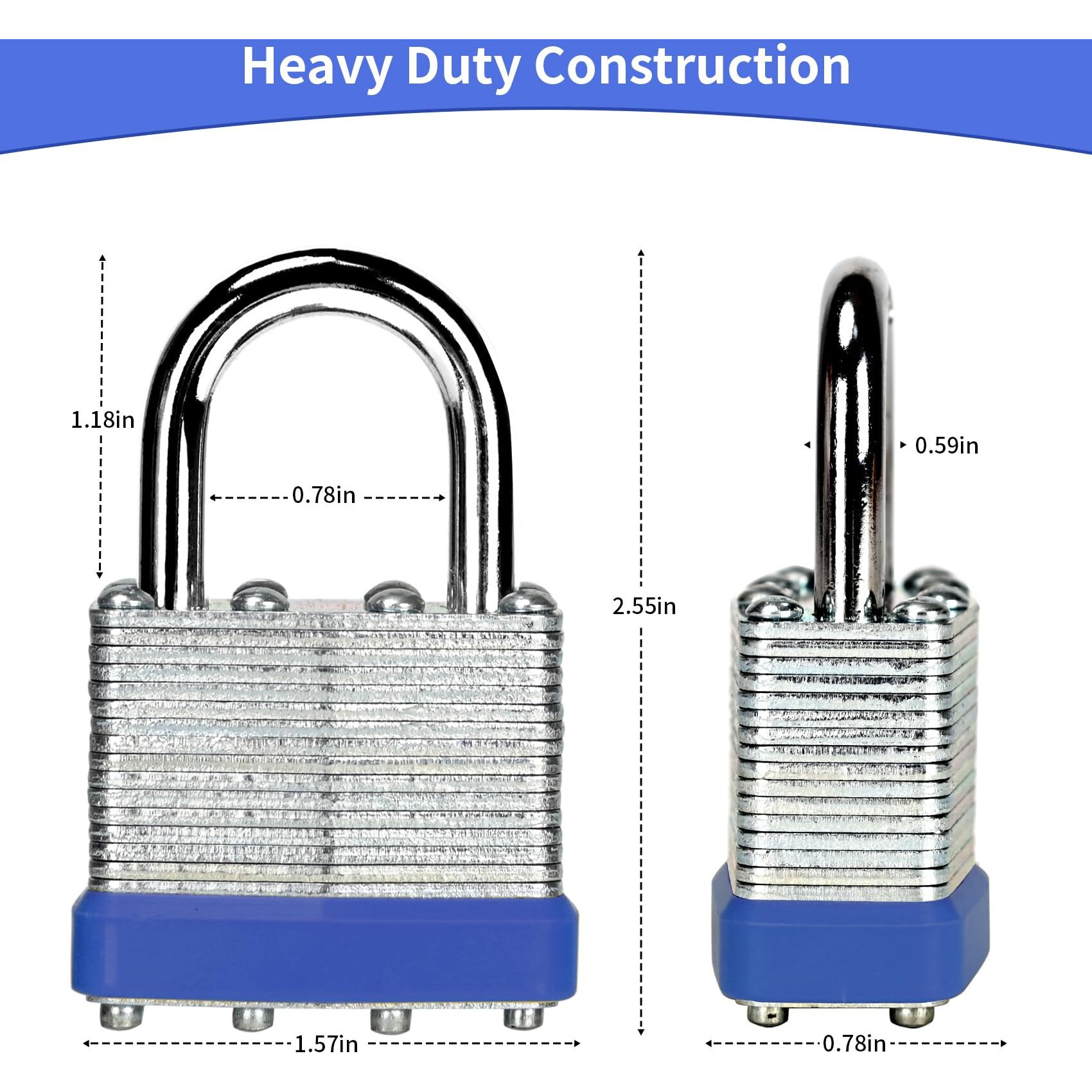Lqyn 6 Pack Laminated Keyed Padlock (1-9/16""  40Mm)  Keyed Alike Locks  Black Hoop  Normal Shackle  Lock For Gym Locker  Luggage  Suitcase  Baggage  Toolbox  Case